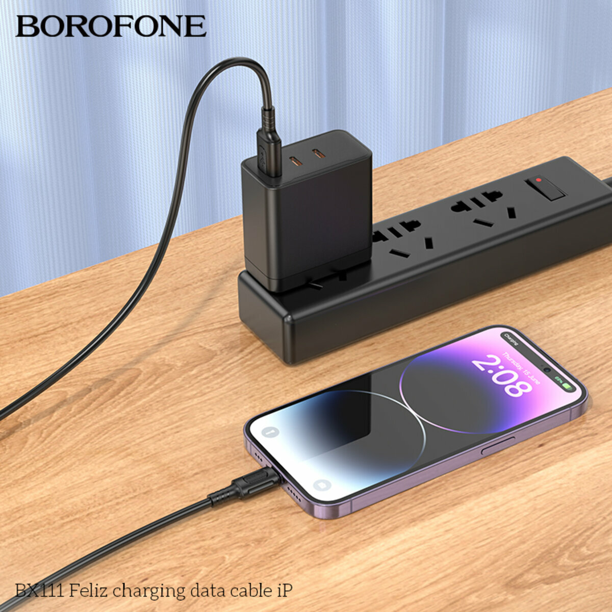 Кабель Borofone BX111 Feliz USB to Lightning 1м чорний (BF-BX111-UL-Black) дивитися фото №4