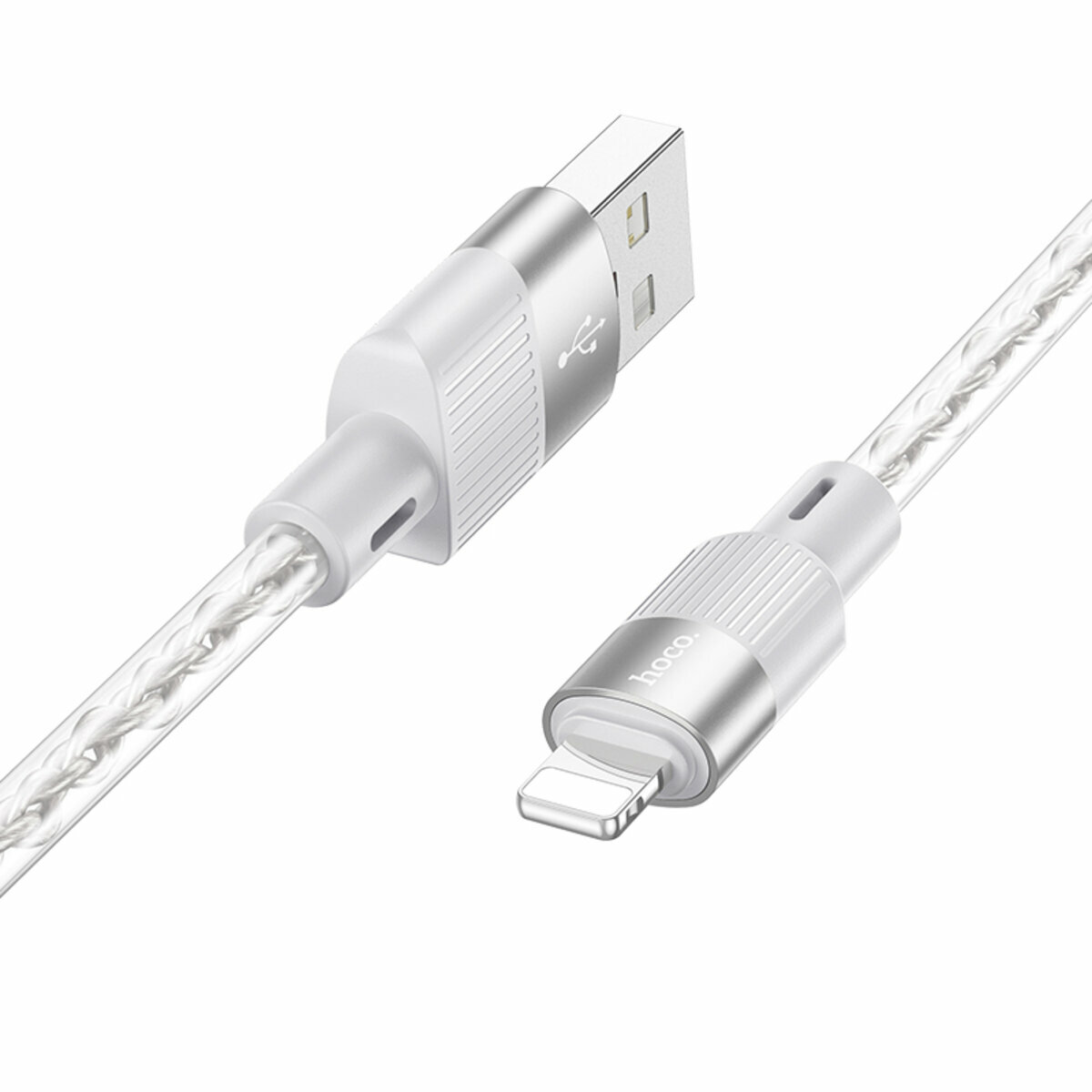 Кабель Hoco X99 Crystal junction silicone USB to Lightning 1м сірий (HC-X99-UL-Gray) дивитися фото №1
