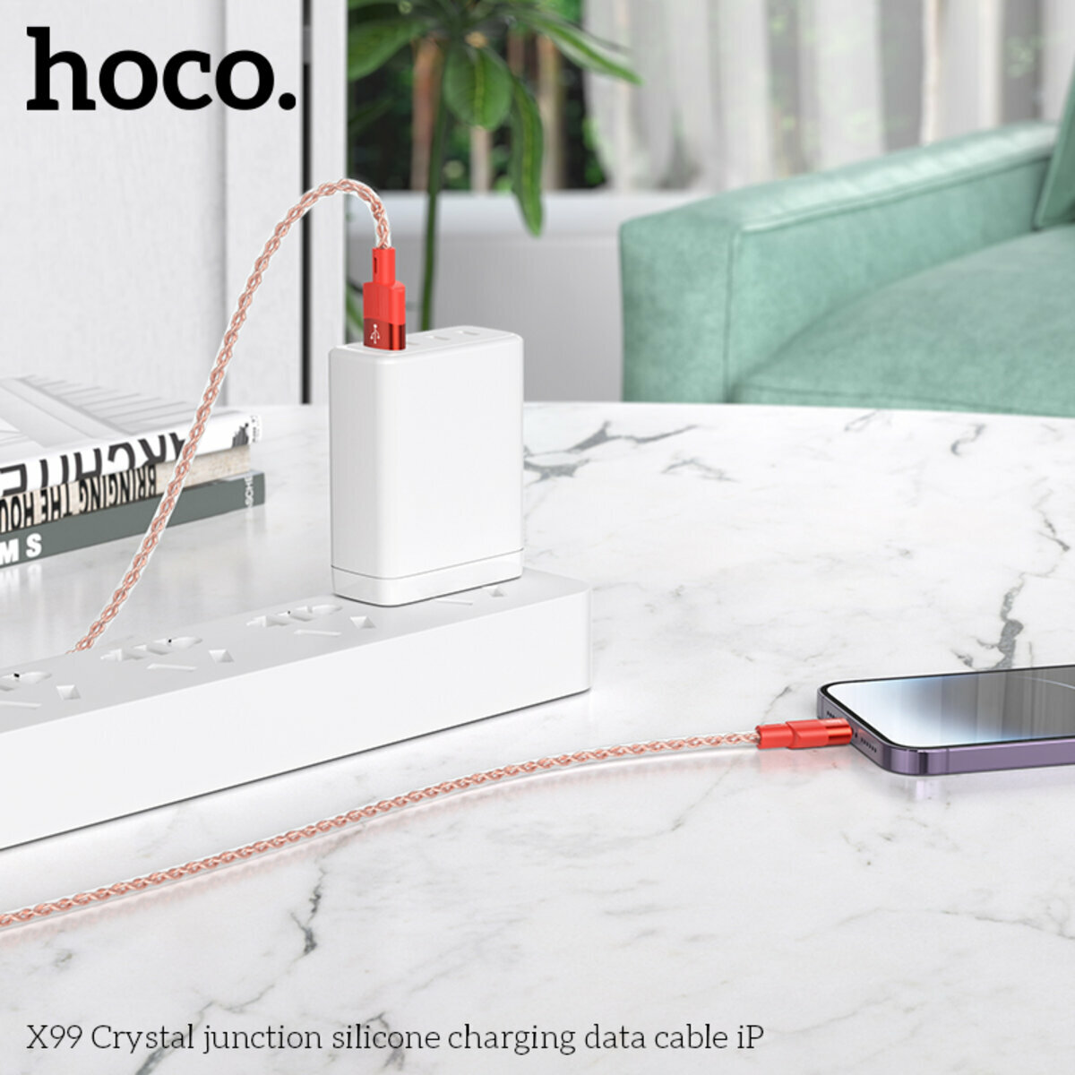 Кабель Hoco X99 Crystal junction silicone USB to Lightning 1м сірий (HC-X99-UL-Gray) дивитися фото №4