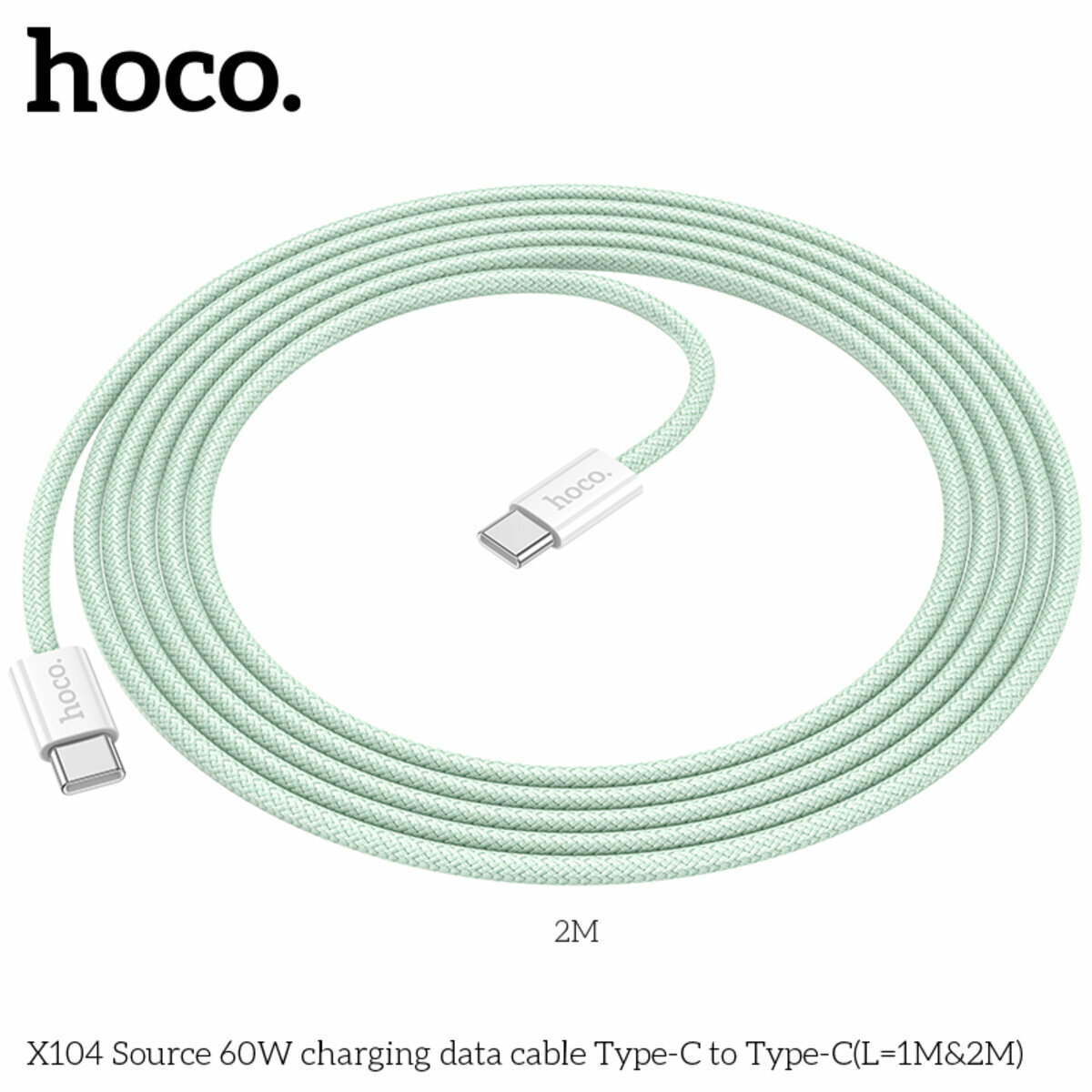 Кабель Hoco X104 Source 60W Type-C to Type-C 2м зеленый (HC-X104-CC-2m-Green) смотреть фото №5
