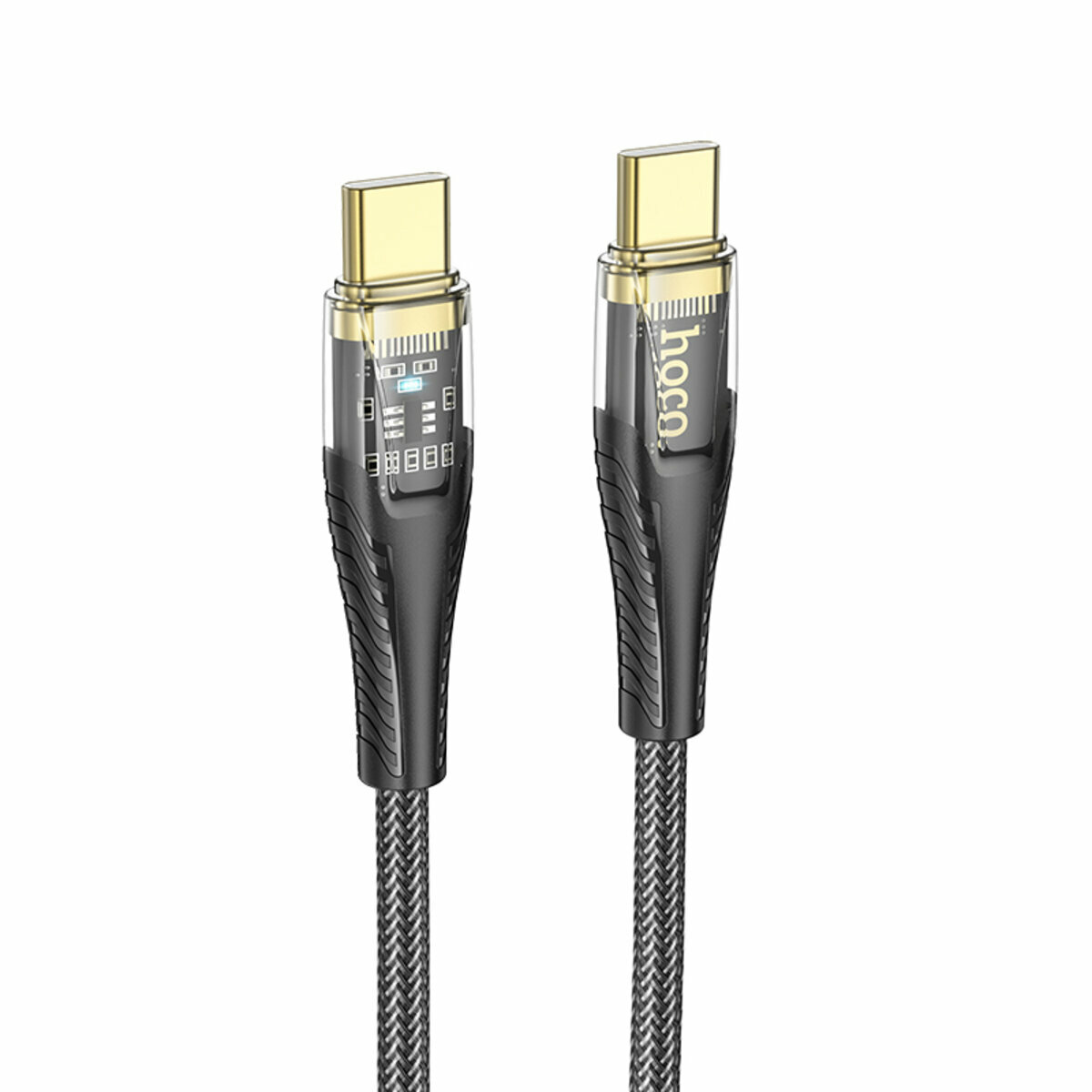 Кабель Hoco U121 Gold standard Transparent 60W Type-C toType-C 1,2м черный (HC-U121-CC-Black) смотреть фото №1