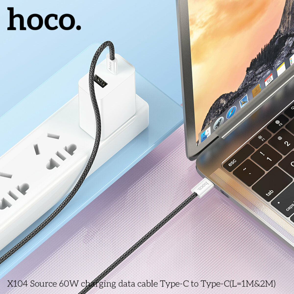 Кабель Hoco X104 Source 60W Type-C to Type-C 1м черный (HC-X104-CC-1m-Black) смотреть фото №3