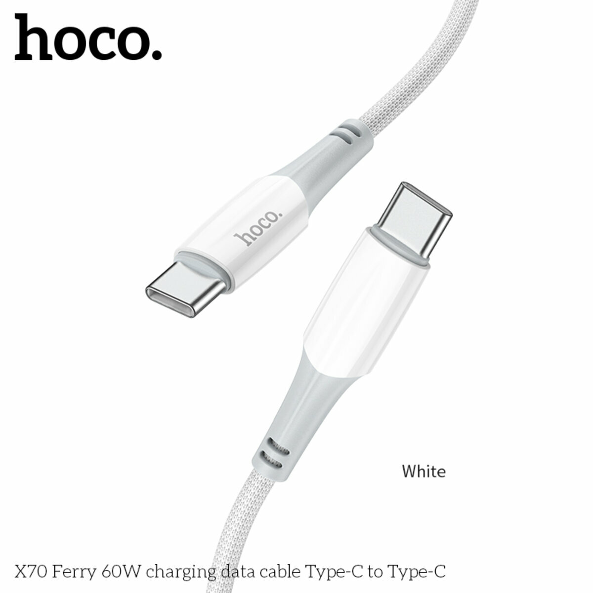 Кабель Hoco X70 Ferry Type-C to Type-C 60W 1м белый (HC-X70-CC-White) смотреть фото №6