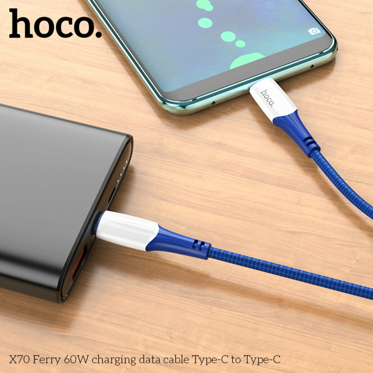 Кабель Hoco X70 Ferry Type-C to Type-C 60W 1м белый (HC-X70-CC-White) смотреть фото №3