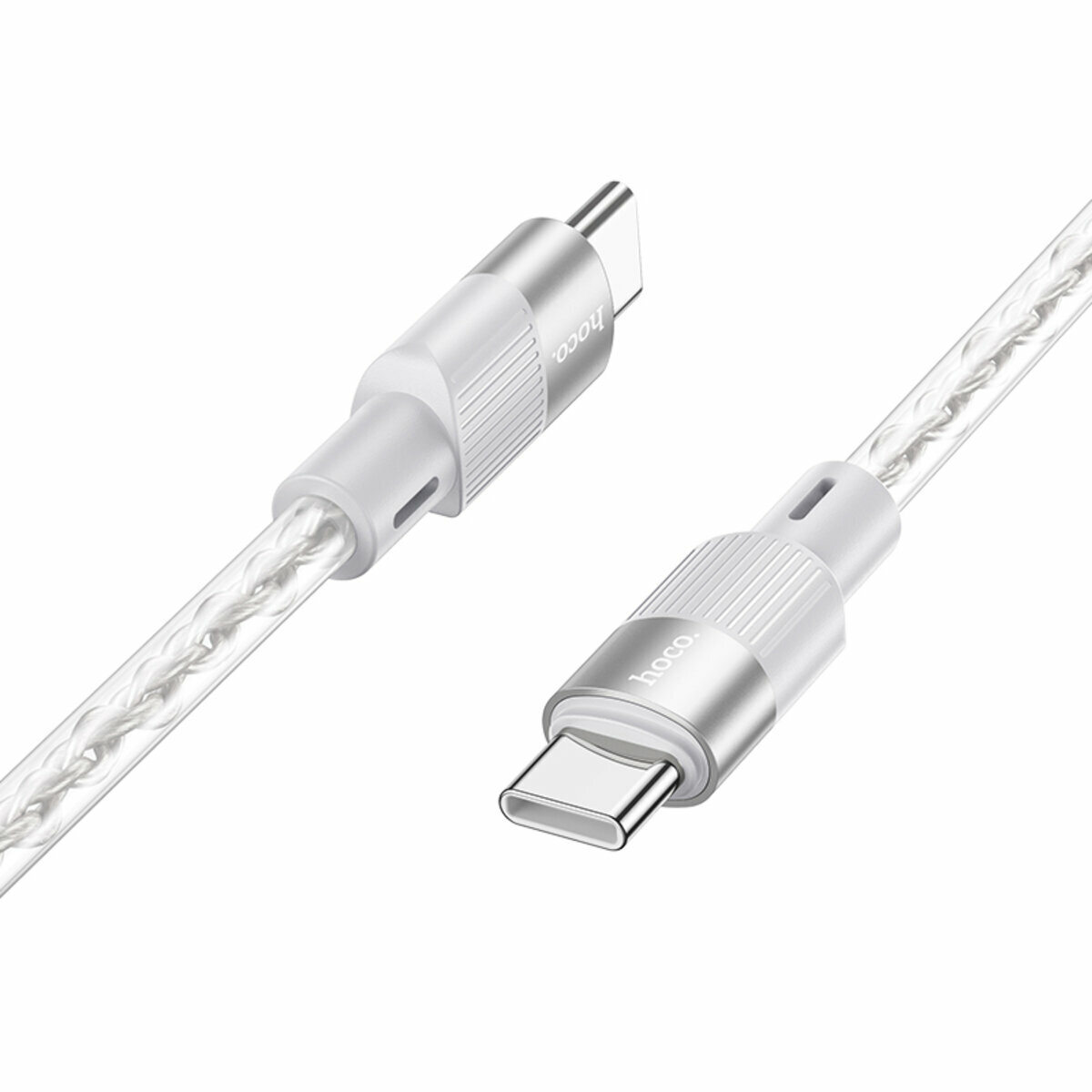 Кабель Hoco X99 Crystal junction silicone Type-C to Type-C 60W 1м серый (HC-X99-CC-Gray) смотреть фото №1