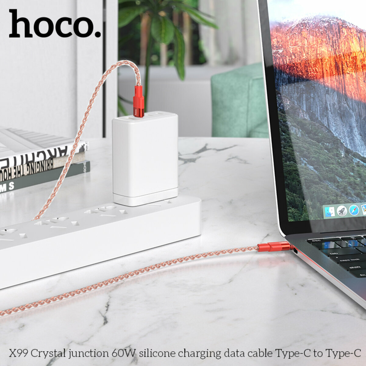 Кабель Hoco X99 Crystal junction silicone Type-C to Type-C 60W 1м серый (HC-X99-CC-Gray) смотреть фото №4