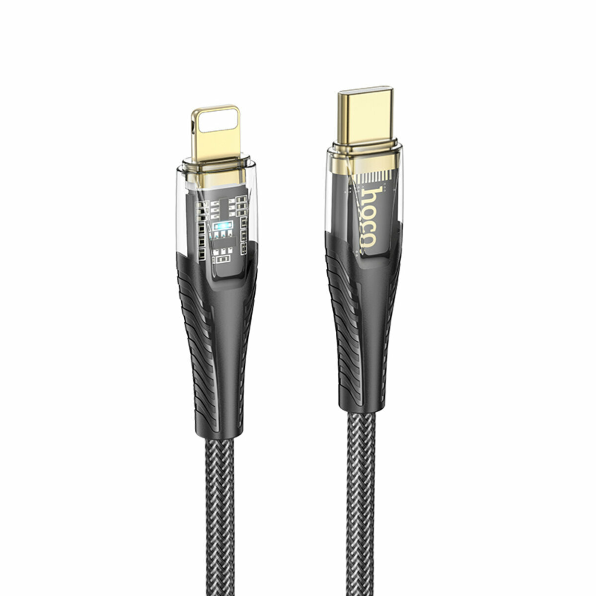Кабель Hoco U121 Gold standard Transparent Type-C to Lightning 1.2м черный (HC-U121-L-Black) смотреть фото №1