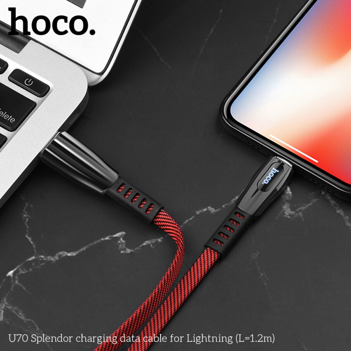 Кабель Hoco U70 Splendor USB to Lightning 1.2м темно-сірий (HC-U70-UL-Gray) дивитися фото №4