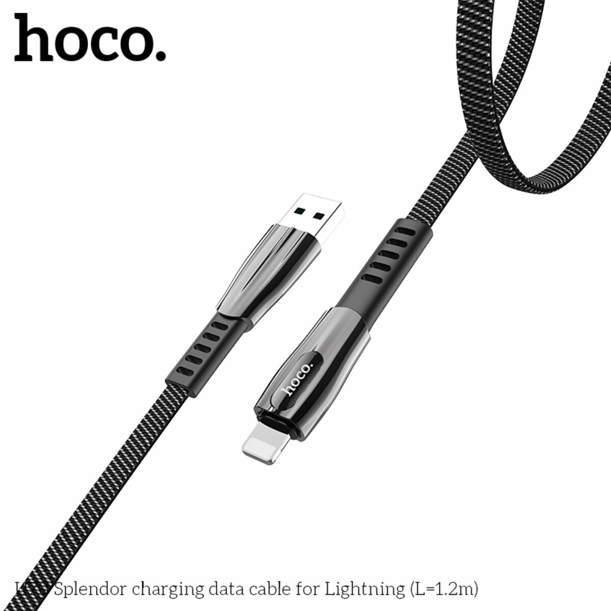 Кабель Hoco U70 Splendor USB to Lightning 1.2м темно-сірий (HC-U70-UL-Gray) дивитися фото №6