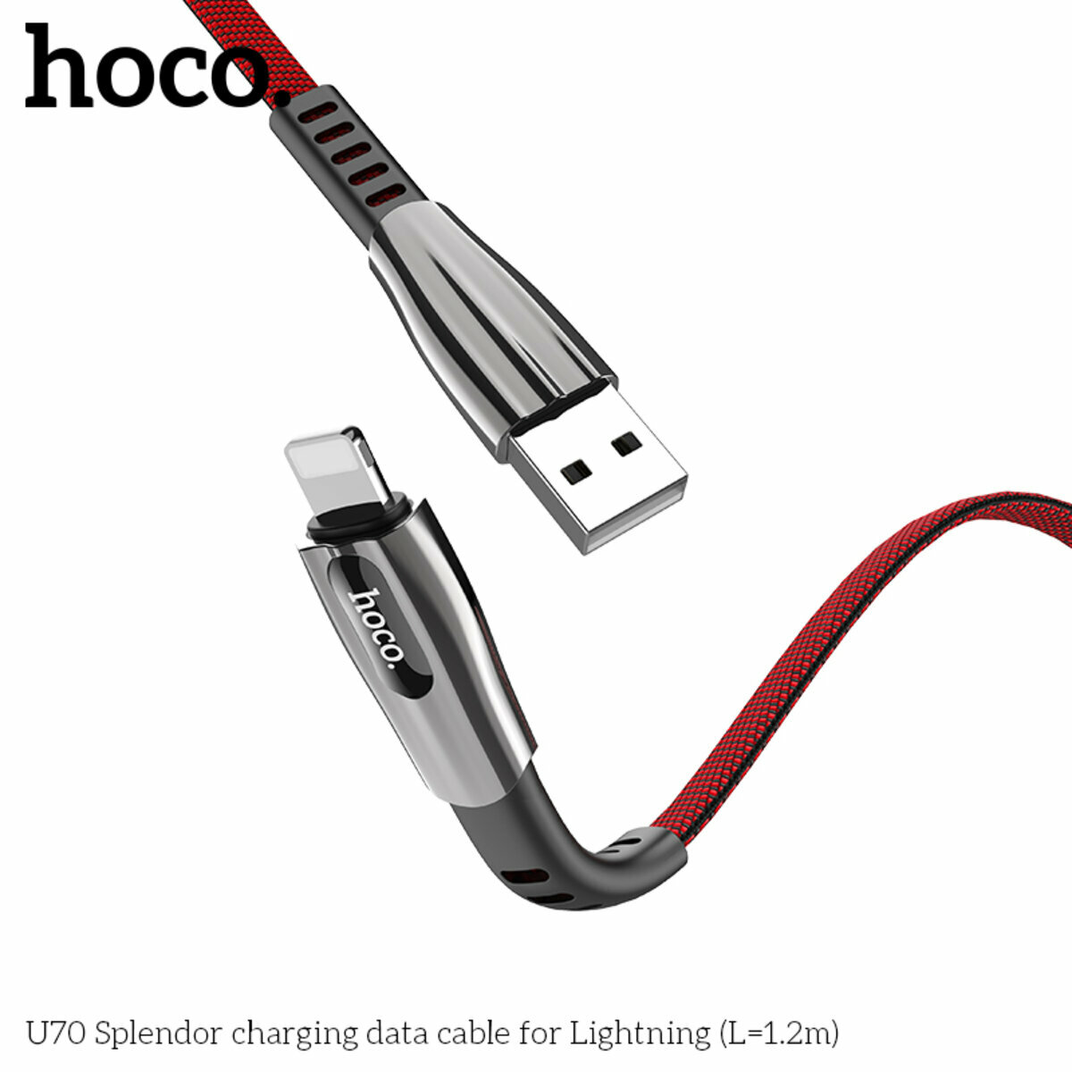 Кабель Hoco U70 Splendor USB to Lightning 1.2м темно-сірий (HC-U70-UL-Gray) дивитися фото №5