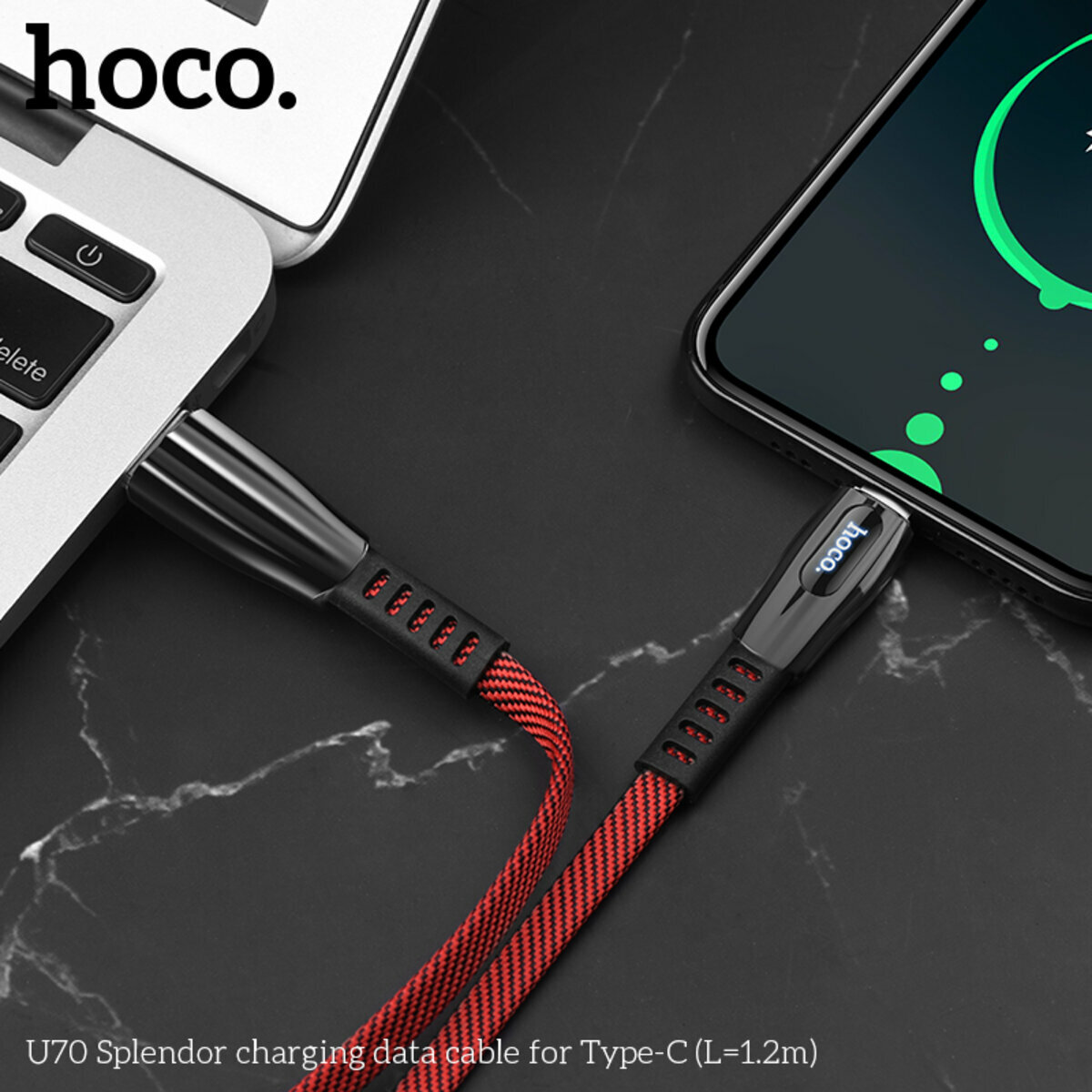 Кабель Hoco U70 Splendor USB to Type-C 1.2м темно-серый (HC-U70-UC-Gray) смотреть фото №4