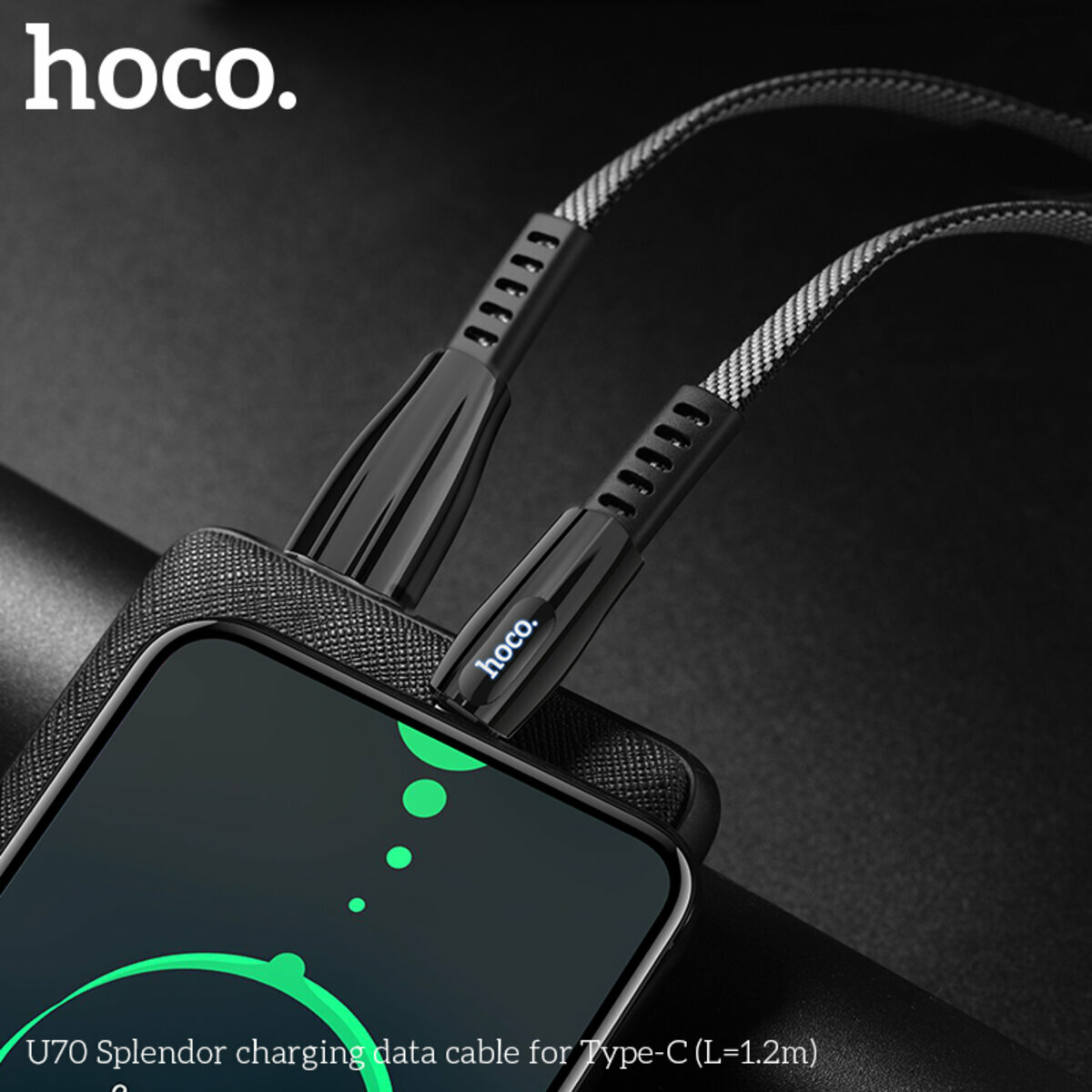 Кабель Hoco U70 Splendor USB to Type-C 1.2м темно-серый (HC-U70-UC-Gray) смотреть фото №3