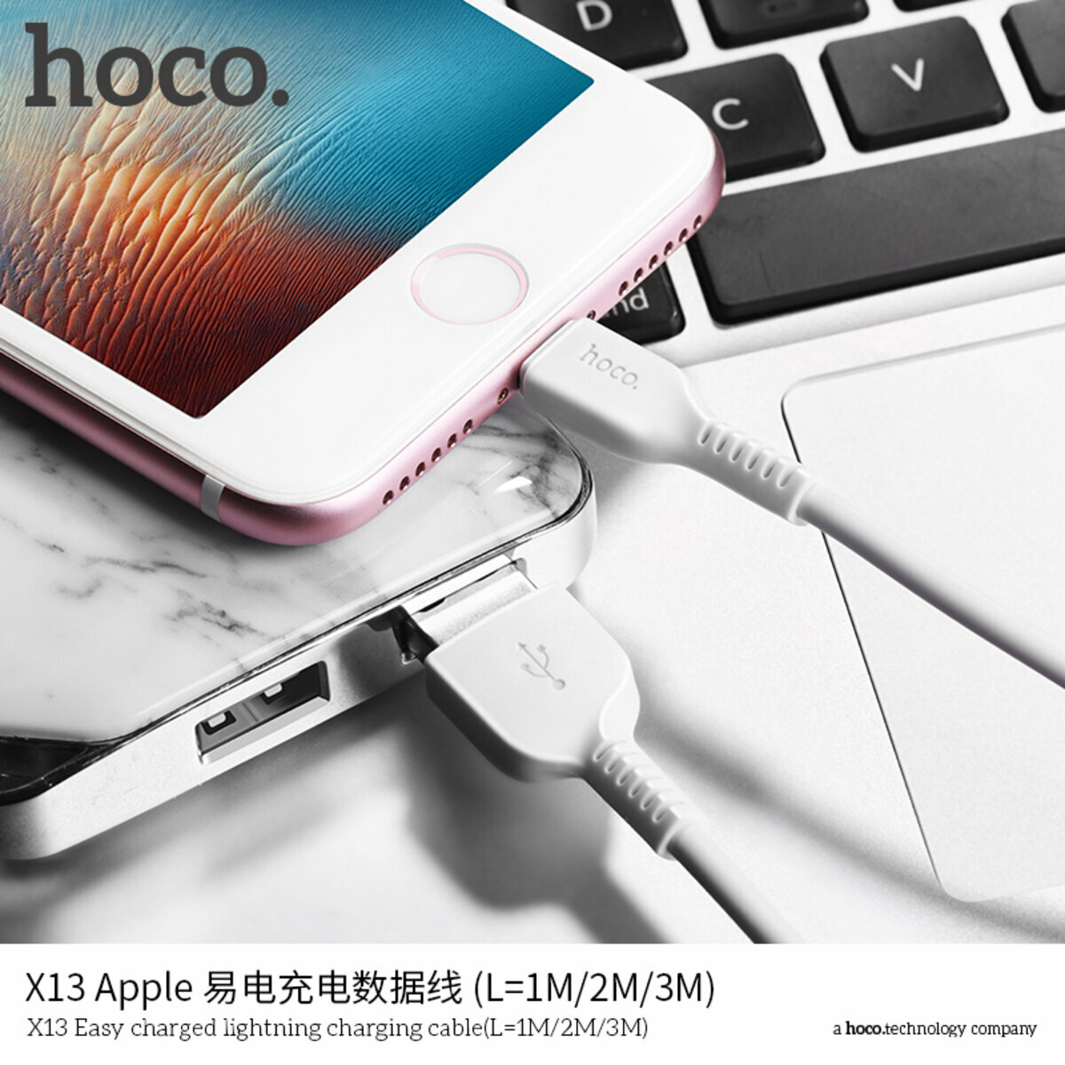 Кабель Hoco X13 Easy charged USB to Lightning 1м чорний (HC-X13-UL-1m-Black) дивитися фото №4