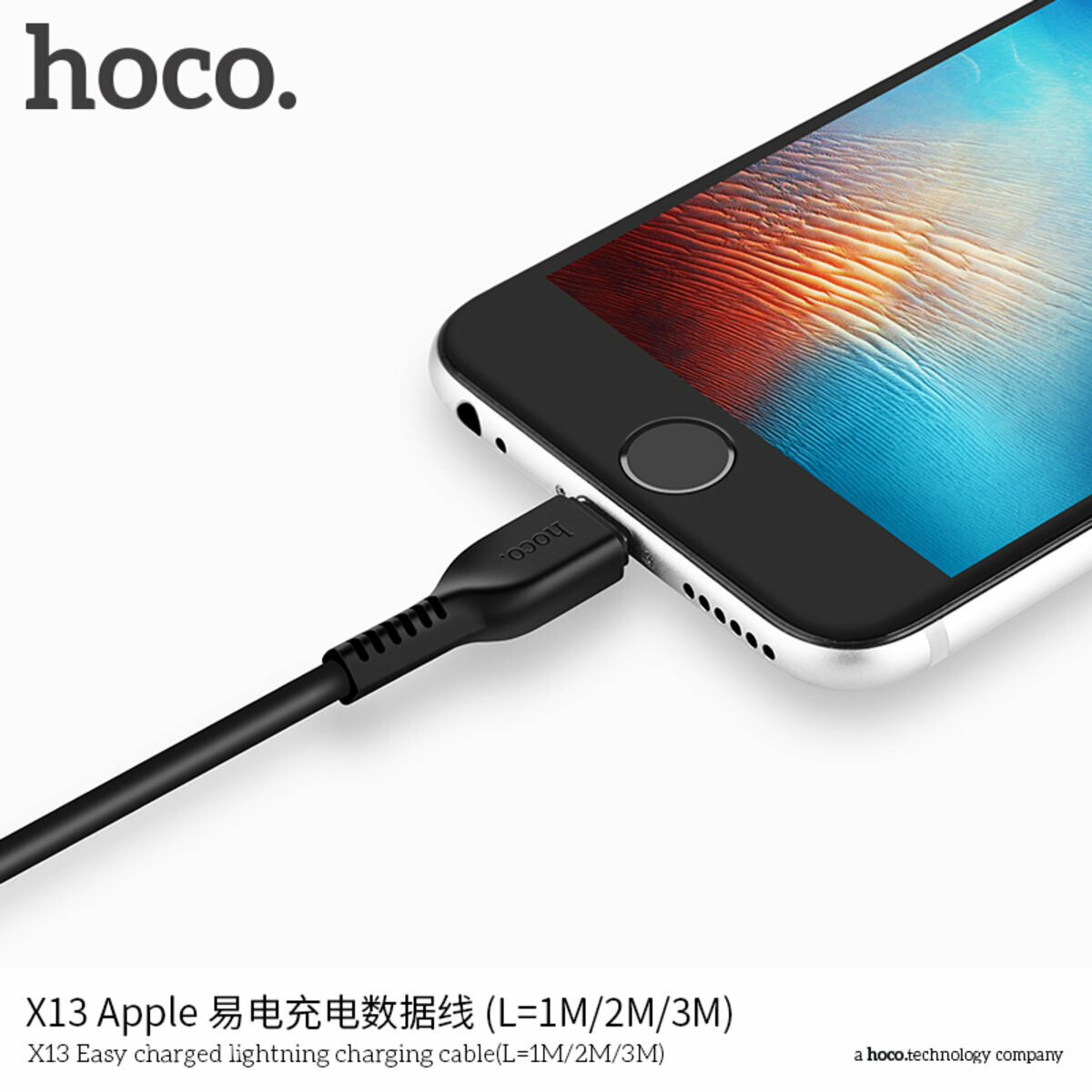 Кабель Hoco X13 Easy charged USB to Lightning 1м чорний (HC-X13-UL-1m-Black) дивитися фото №5