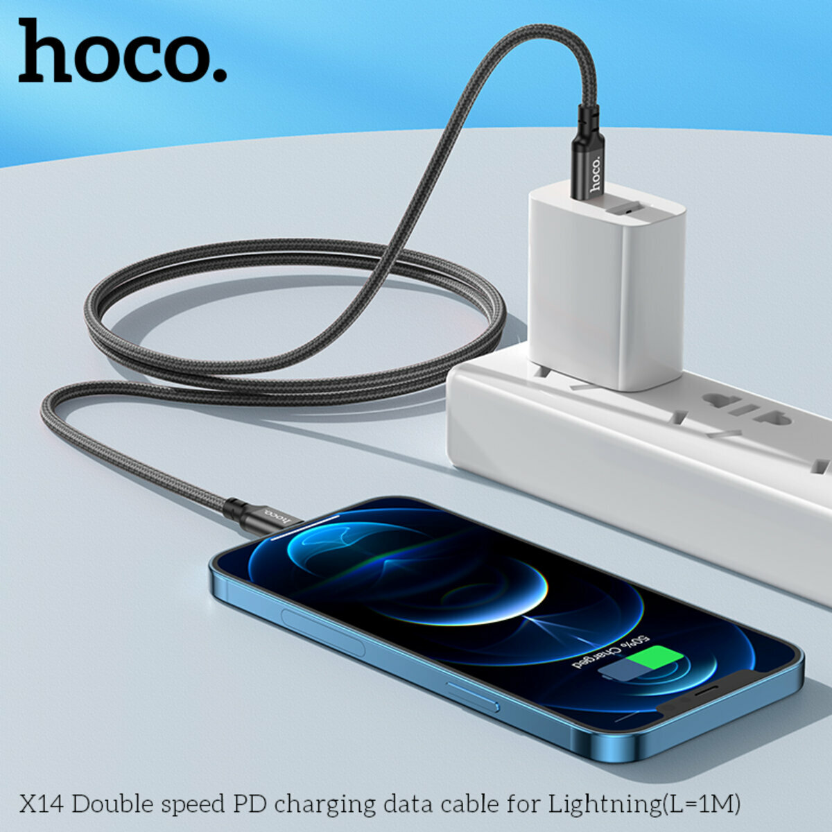 Кабель Hoco X14 Double speed PD Type-C to Lightning 1м черный (HC-X14-L-1m-Black) смотреть фото №6