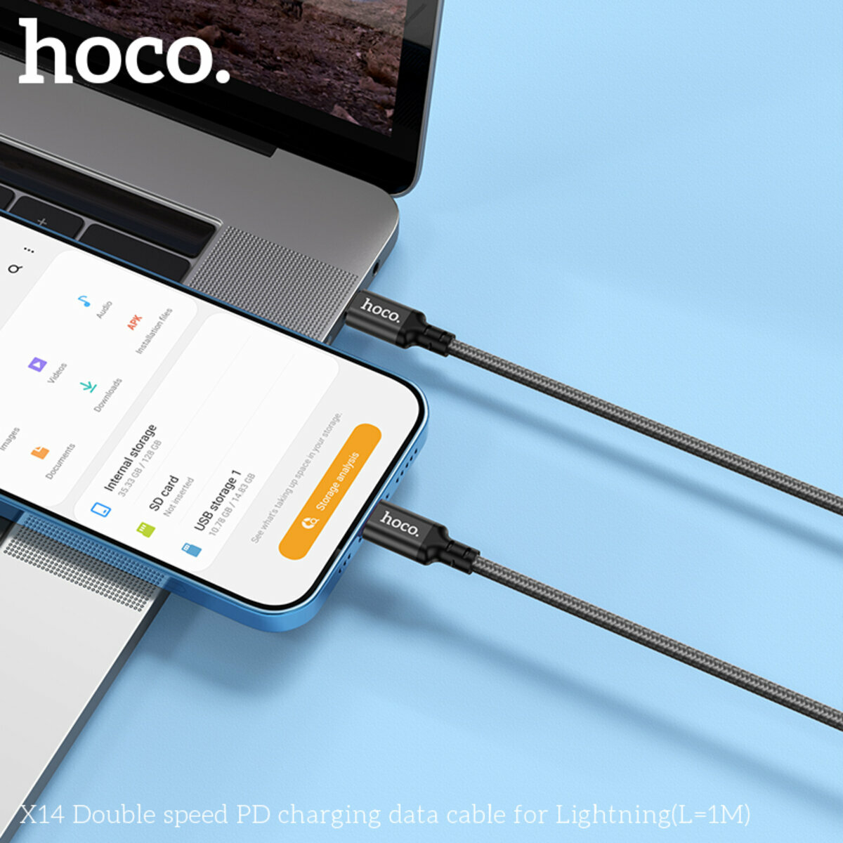 Кабель Hoco X14 Double speed PD Type-C to Lightning 1м черный (HC-X14-L-1m-Black) смотреть фото №5