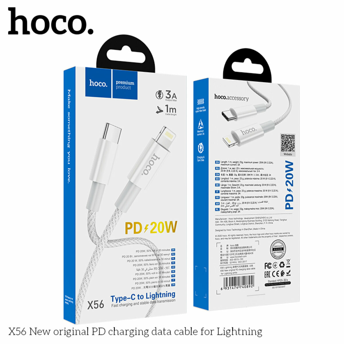 Кабель Hoco X56 New original USB to Lightning 1м білий (HC-X56-L-White) дивитися фото №3