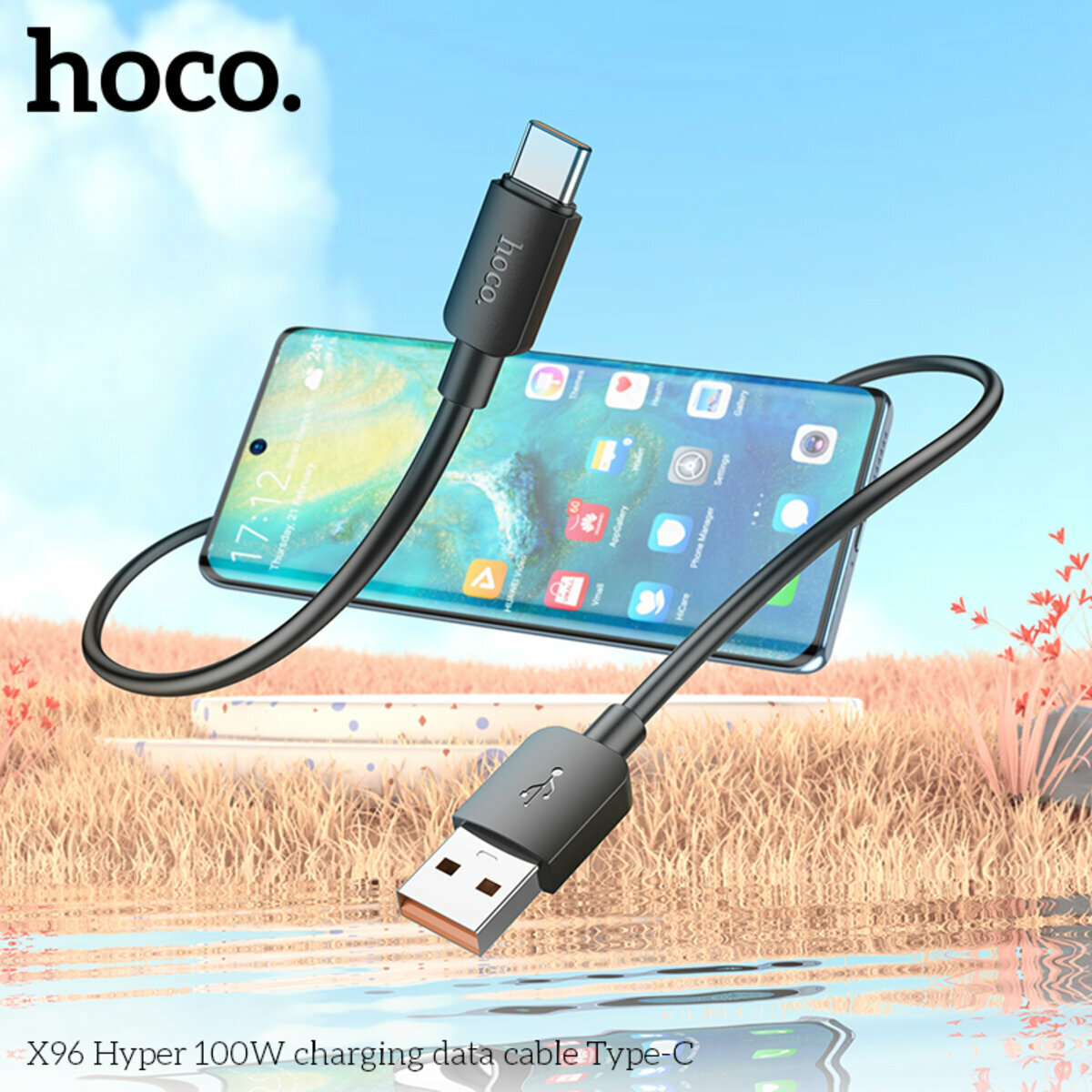 Кабель Hoco X96 Hyper USB to Type-C 100W 1м черный (HC-X96-UC-100W-Black) смотреть фото №3
