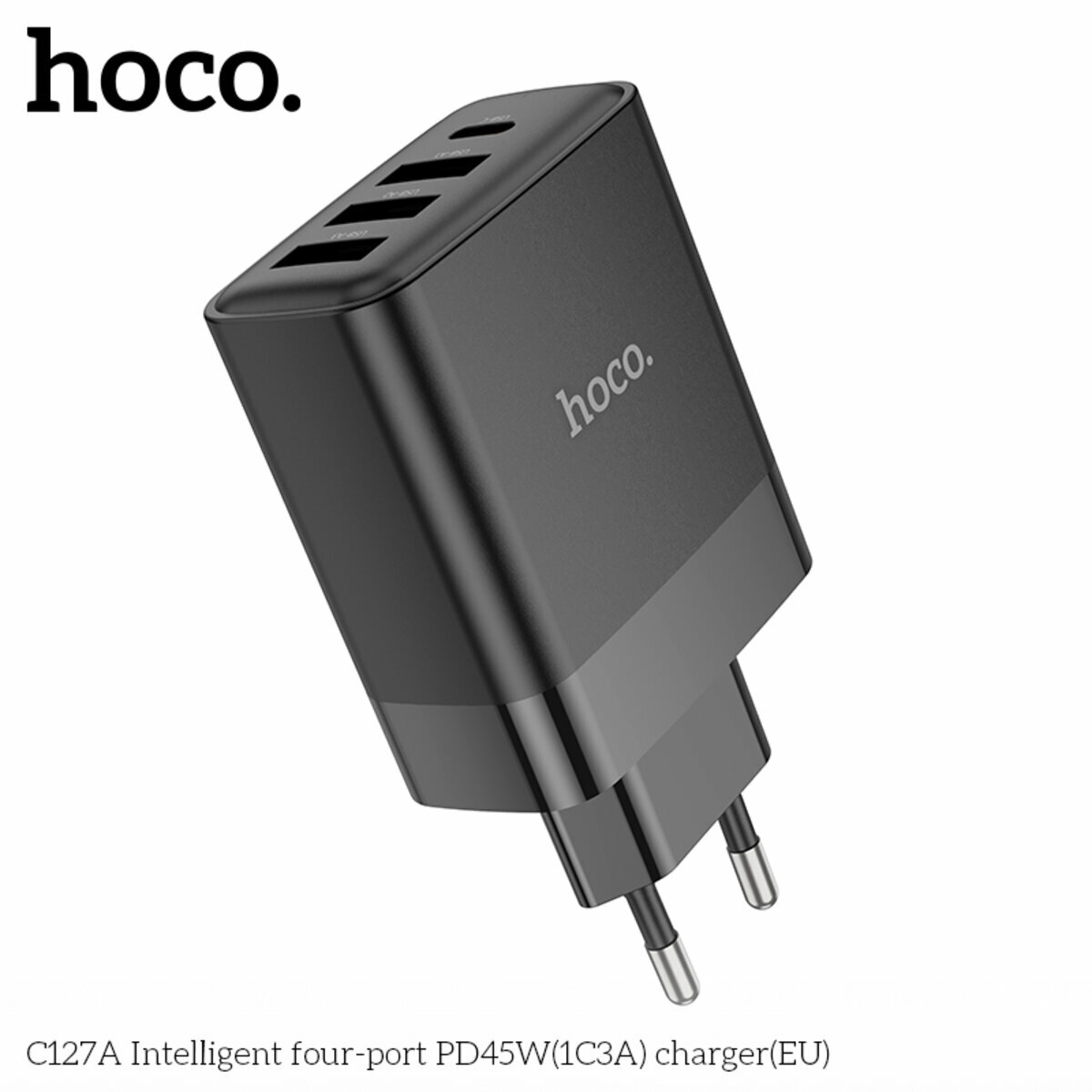 Мережевий зарядний пристрій Hoco C127A Intelligent PD45W (1C3A) чорний (HC-C127A-Black) дивитися фото №6
