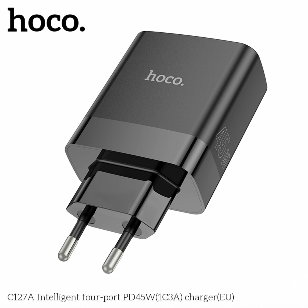Мережевий зарядний пристрій Hoco C127A Intelligent PD45W (1C3A) чорний (HC-C127A-Black) дивитися фото №7
