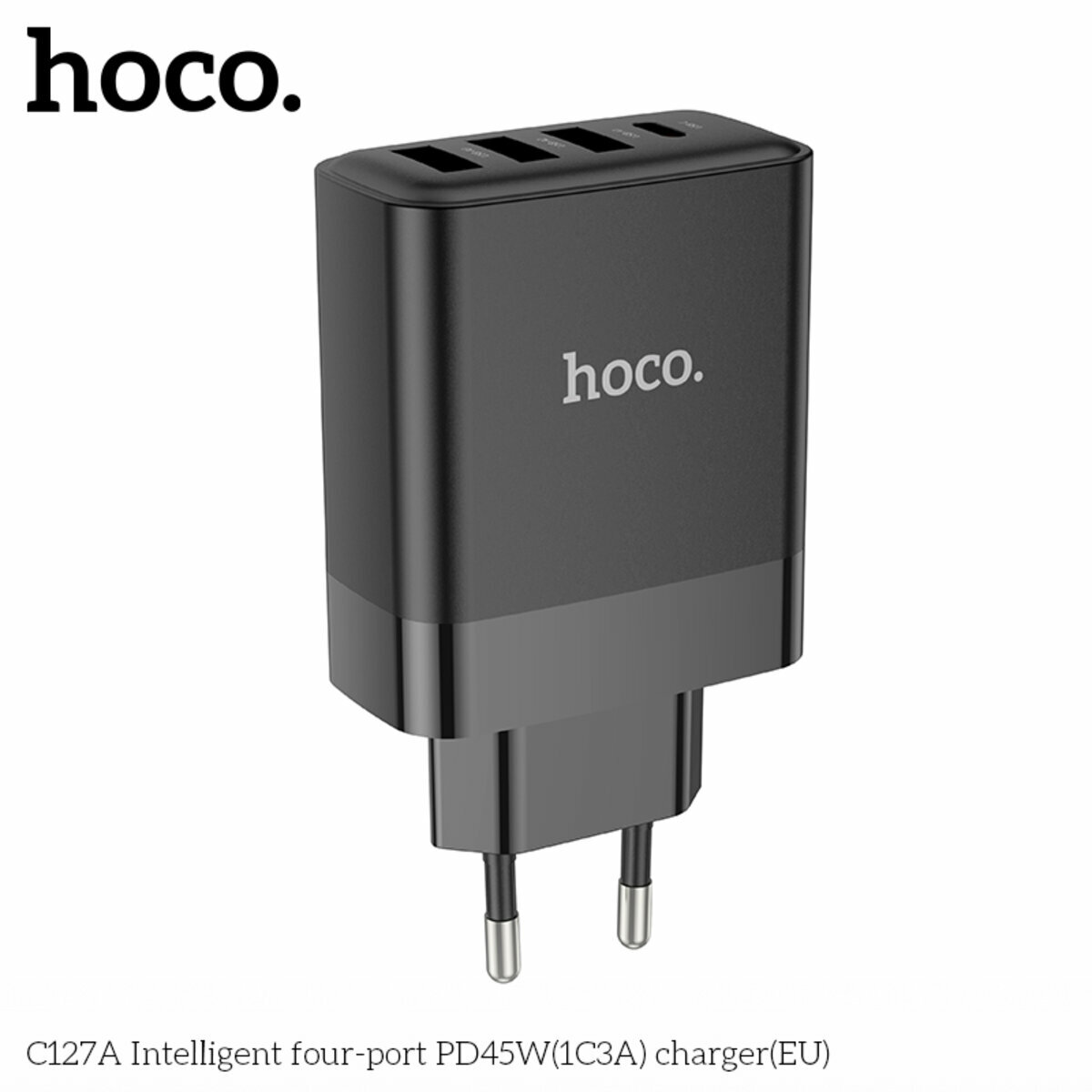 Мережевий зарядний пристрій Hoco C127A Intelligent PD45W (1C3A) чорний (HC-C127A-Black) дивитися фото №5