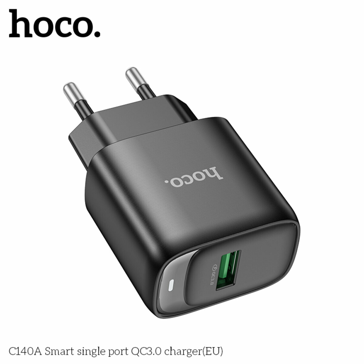 Мережевий зарядний пристрій Hoco C140A Smart QC3.0 чорний (HC-C140A-Black) дивитися фото №2