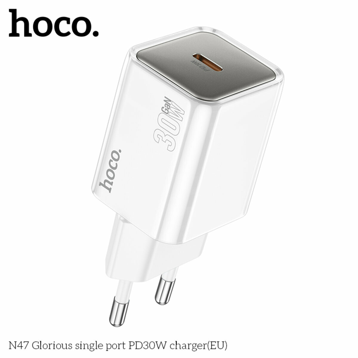 Мережевий зарядний пристрій Hoco N47 Glorious PD30W білий (HC-N47-White) дивитися фото №2