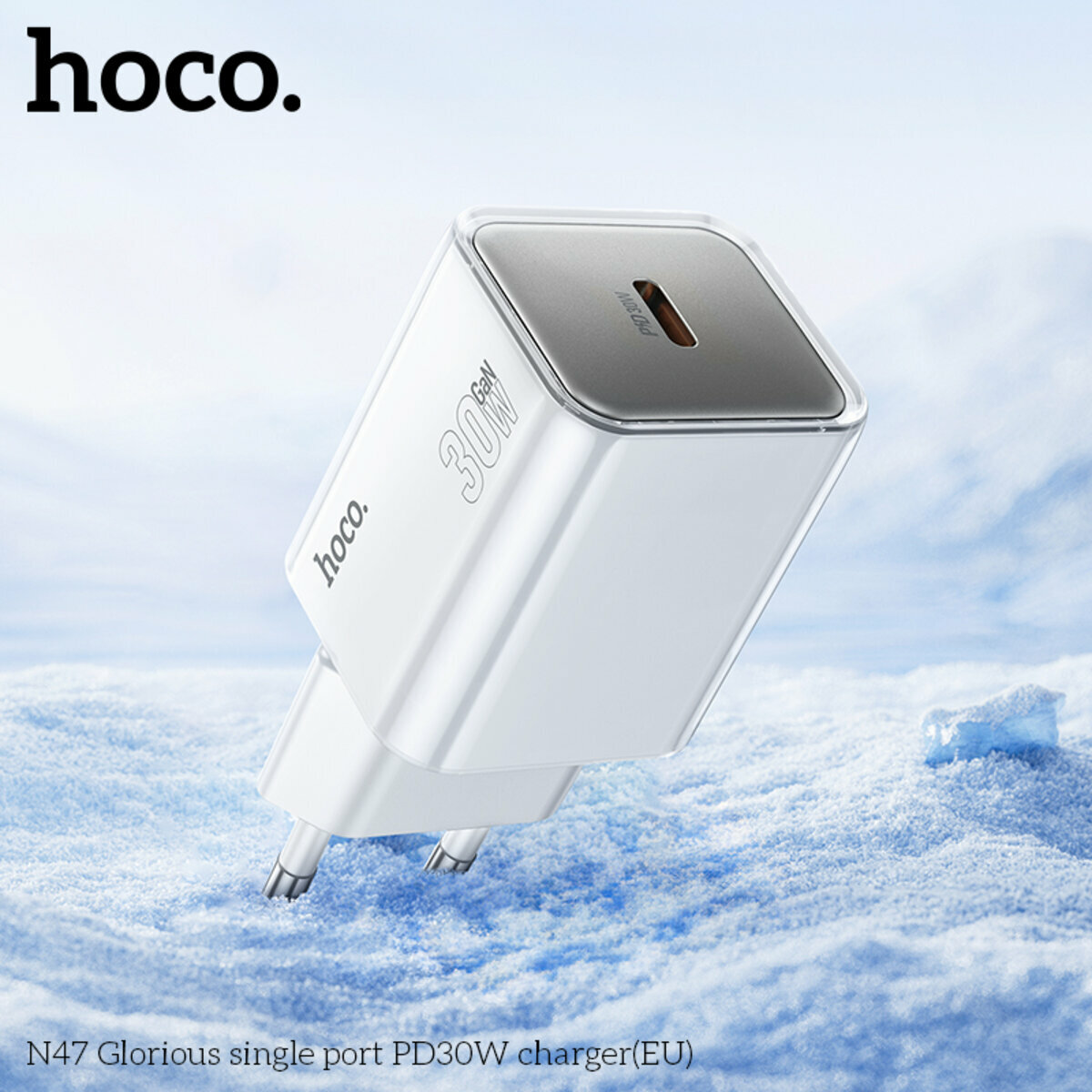 Мережевий зарядний пристрій Hoco N47 Glorious PD30W білий (HC-N47-White) дивитися фото №4