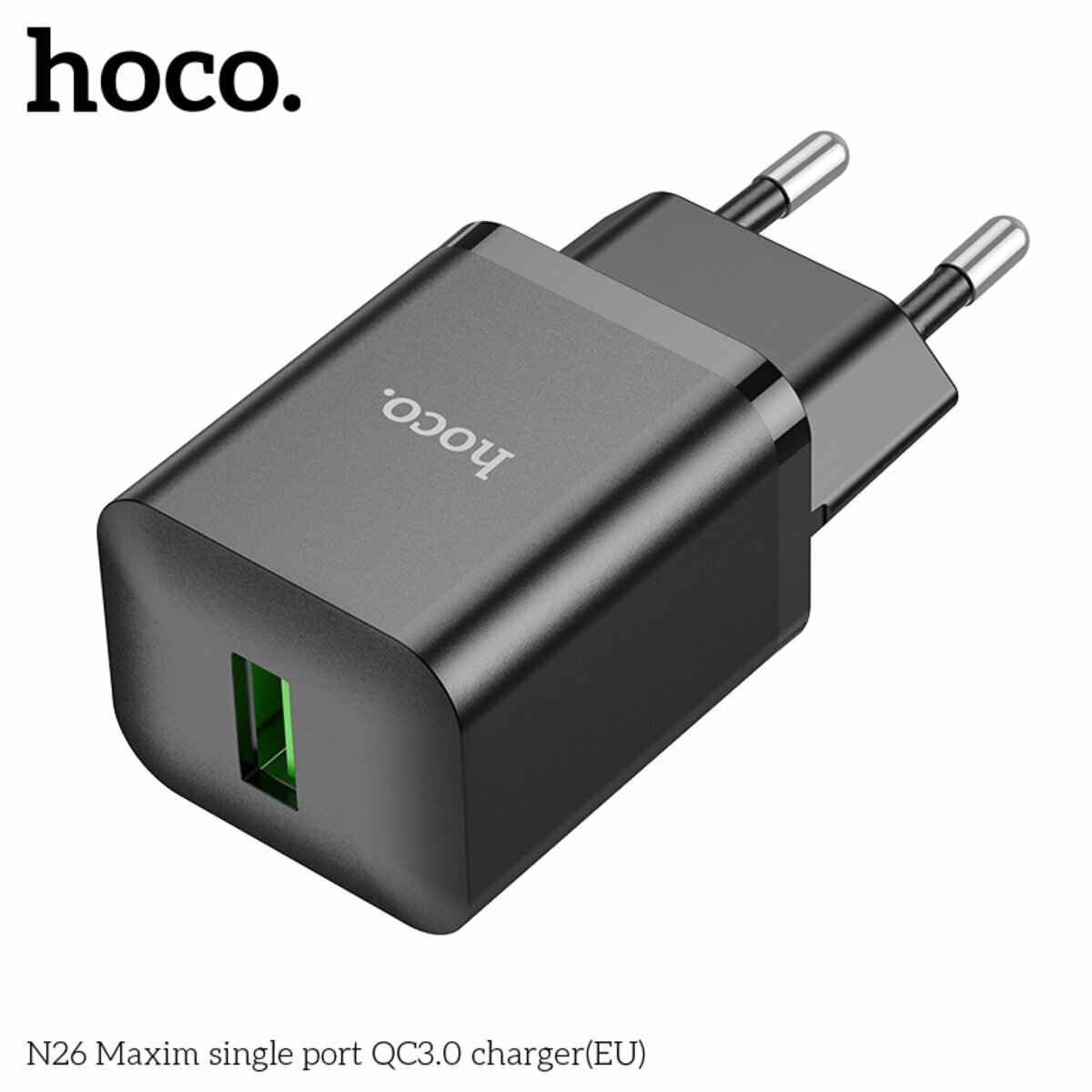Мережевий зарядний пристрій Hoco N26 Maxim QC3.0 чорний (HC-N26-Black) дивитися фото №6