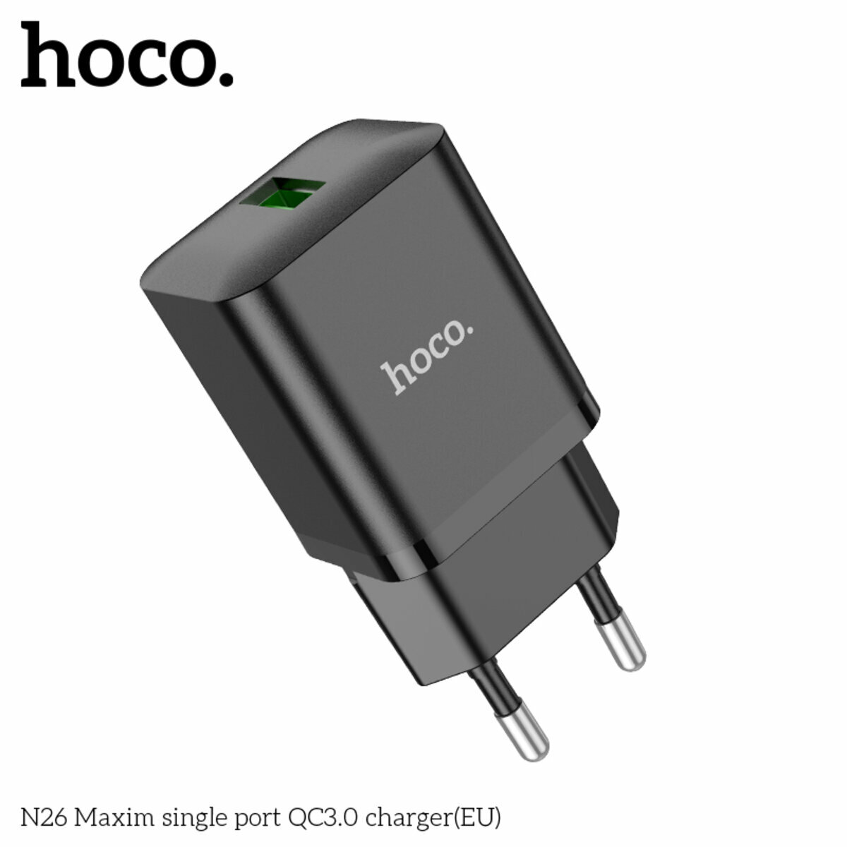 Мережевий зарядний пристрій Hoco N26 Maxim QC3.0 чорний (HC-N26-Black) дивитися фото №5
