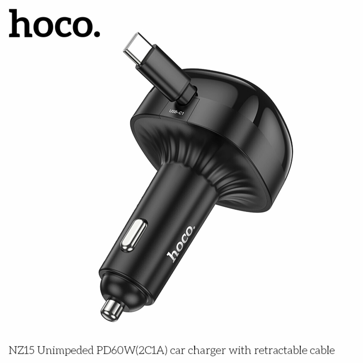 Автомобільний зарядний пристрій Hoco NZ15 Unimpeded PD60W(2C1A) з кабелем чорний (HC-NZ15-Black) дивитися фото №5
