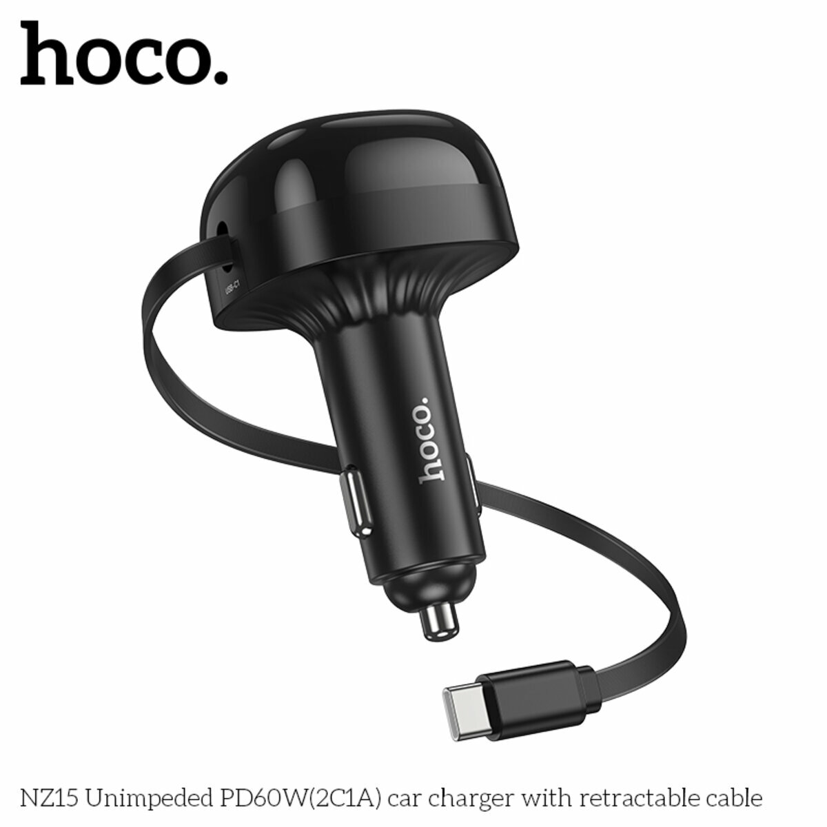 Автомобільний зарядний пристрій Hoco NZ15 Unimpeded PD60W(2C1A) з кабелем чорний (HC-NZ15-Black) дивитися фото №6