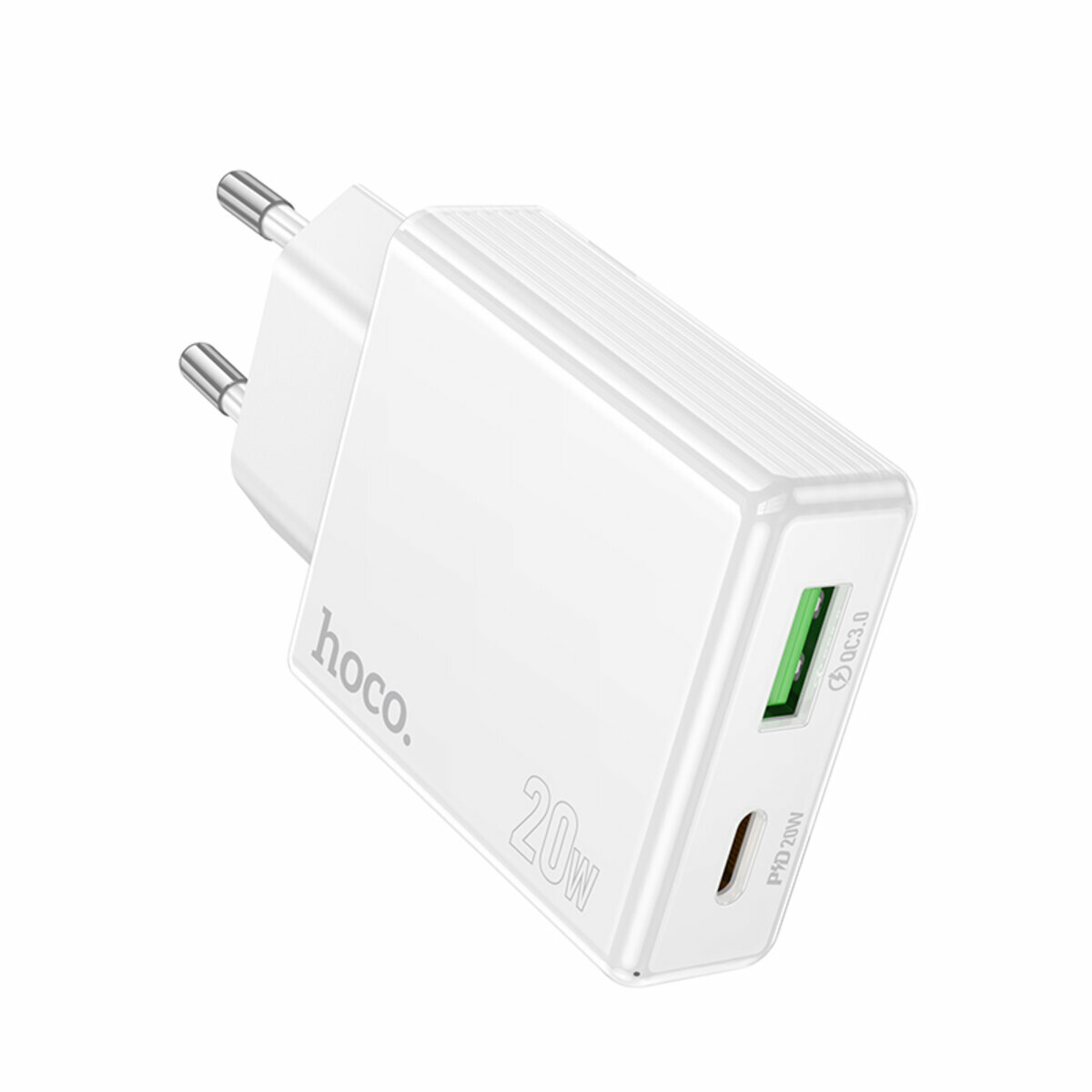 Мережевий зарядний пристрій Hoco C142A Direct PD20W+QC3.0 білий (HC-C142A-White) дивитися фото №1