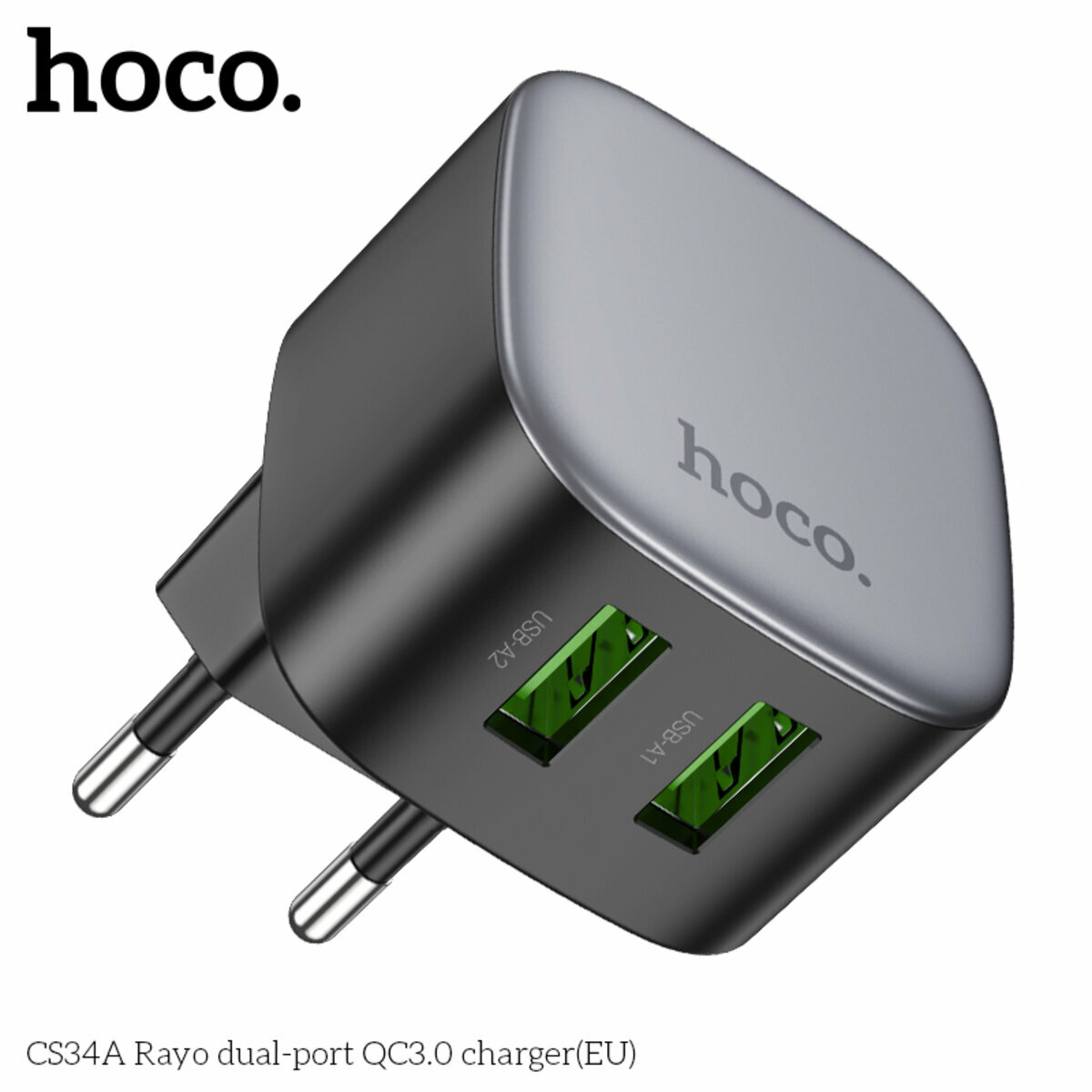 Мережевий зарядний пристрій Hoco CS34A Rayo QC3.0 чорний (HC-CS34A-Black) дивитися фото №5
