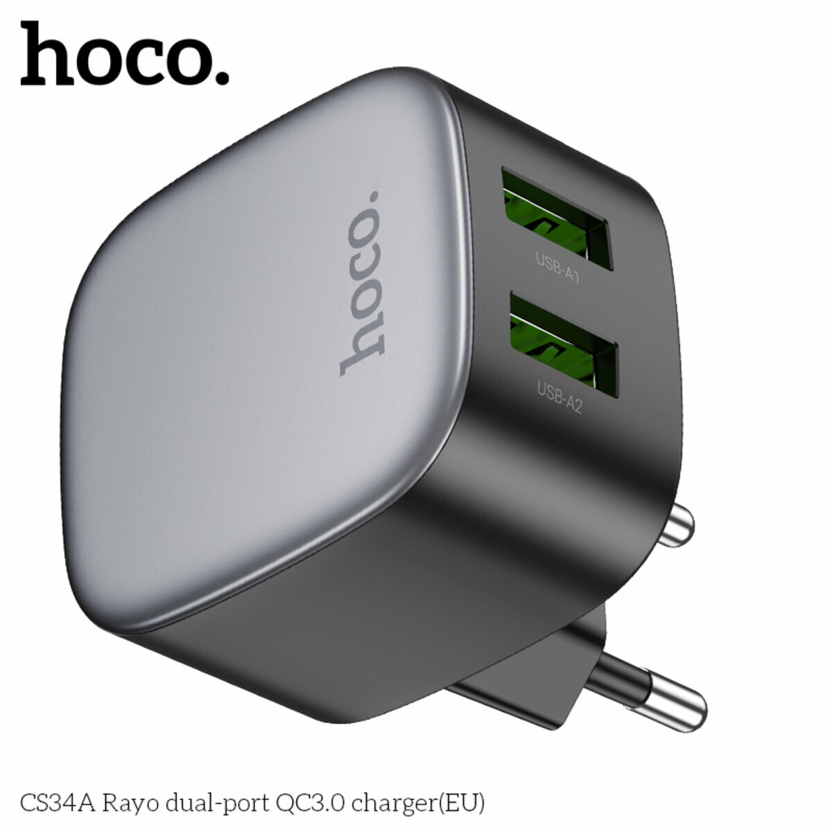 Мережевий зарядний пристрій Hoco CS34A Rayo QC3.0 чорний (HC-CS34A-Black) дивитися фото №7
