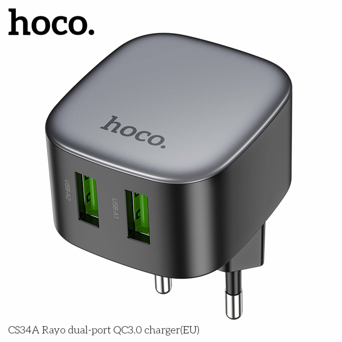 Мережевий зарядний пристрій Hoco CS34A Rayo QC3.0 чорний (HC-CS34A-Black) дивитися фото №8