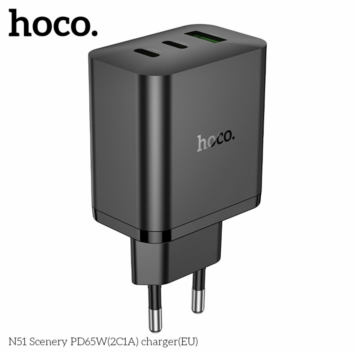 Мережевий зарядний пристрій Hoco N51 Scenery PD65W (2C1A) чорний (HC-N51-Black) дивитися фото №6