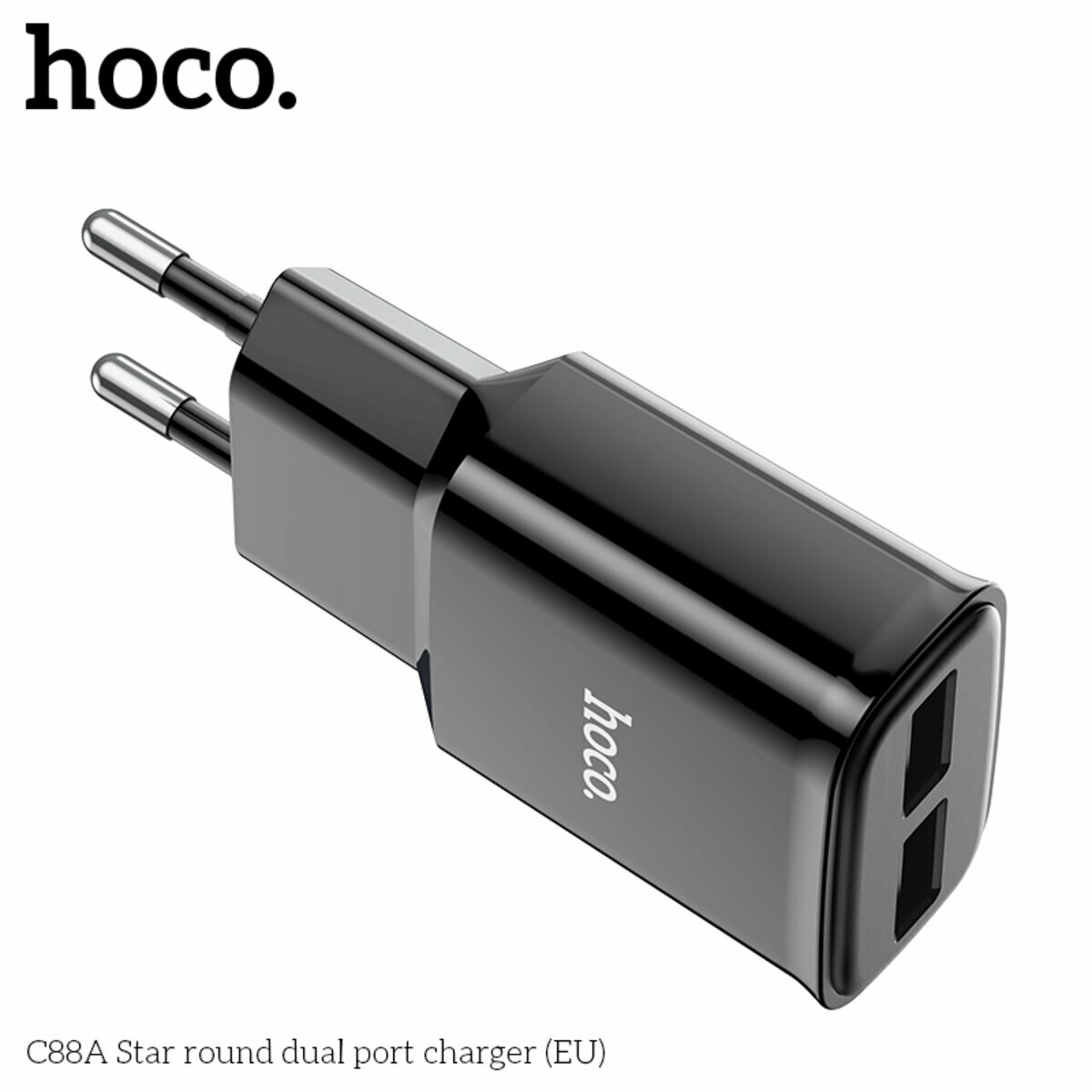 Мережевий зарядний пристрій Hoco C88A Star round чорний (HC-C88A-Black) дивитися фото №3
