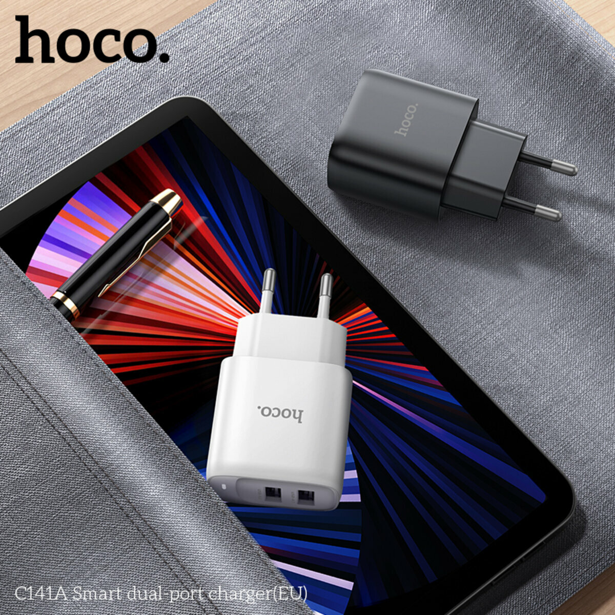 Мережевий зарядний пристрій Hoco C141A Smart білий (HC-C141A-White) дивитися фото №3