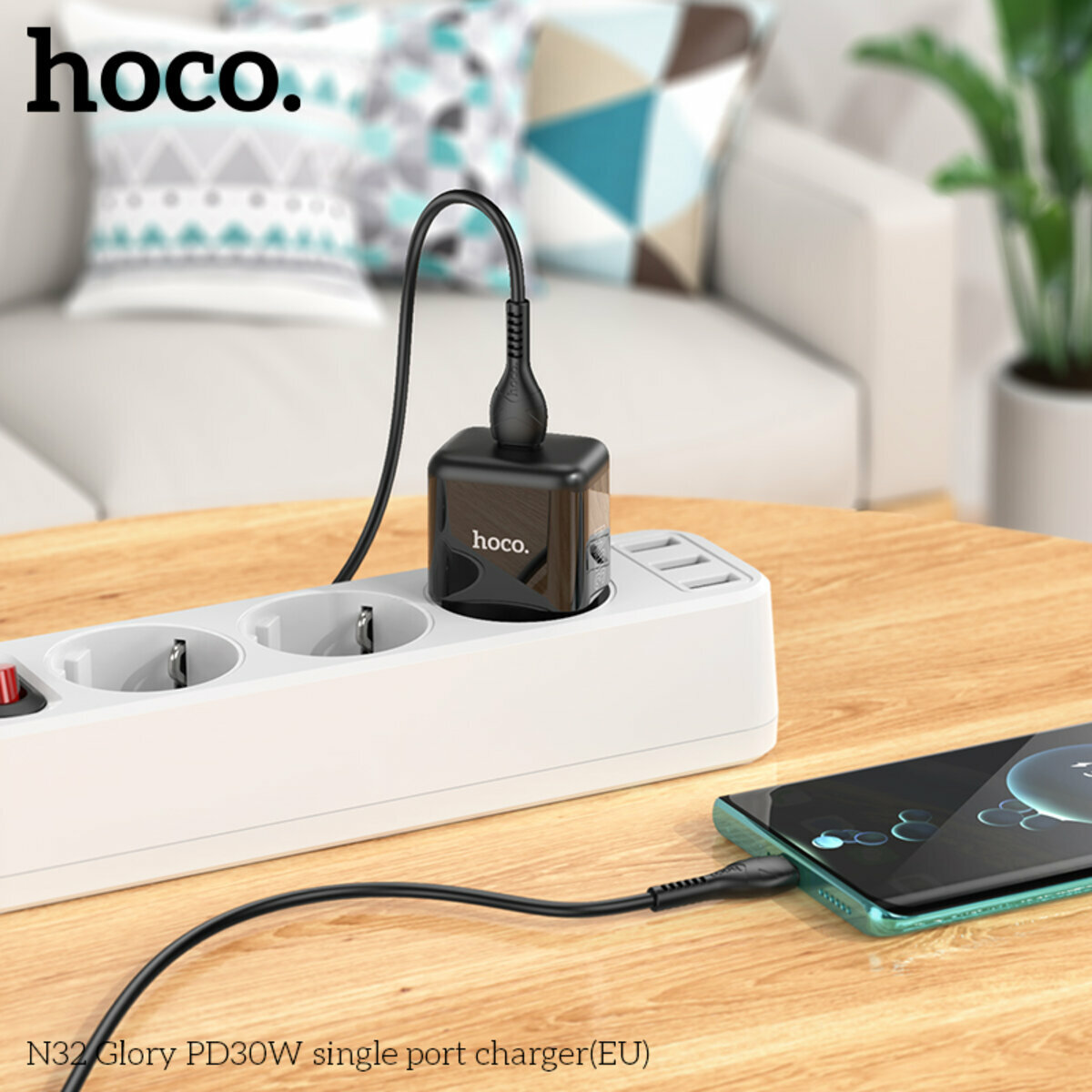 Мережевий зарядний пристрій Hoco N32 Glory PD30W білий (HC-N32-White) дивитися фото №4