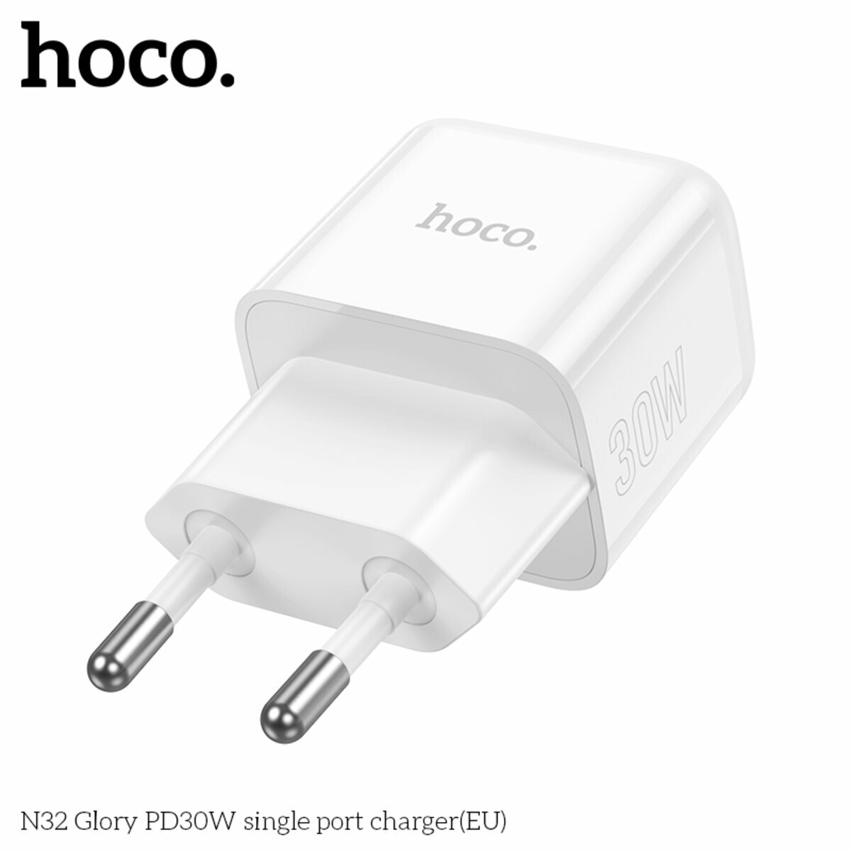 Мережевий зарядний пристрій Hoco N32 Glory PD30W білий (HC-N32-White) дивитися фото №2