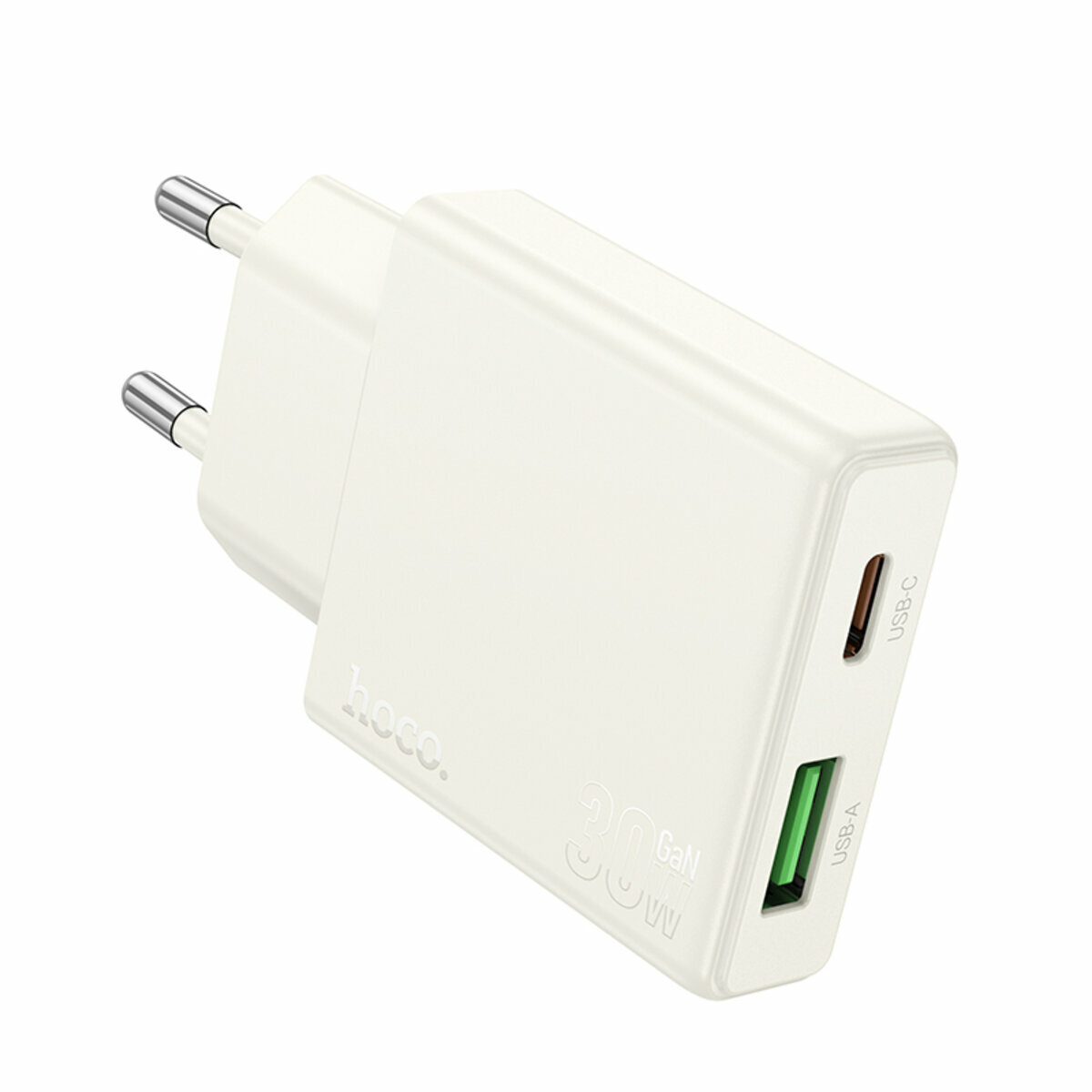 Мережевий зарядний пристрій Hoco N45 Biscuit PD30W+QC3.0 бежевий (HC-N45-White) дивитися фото №1