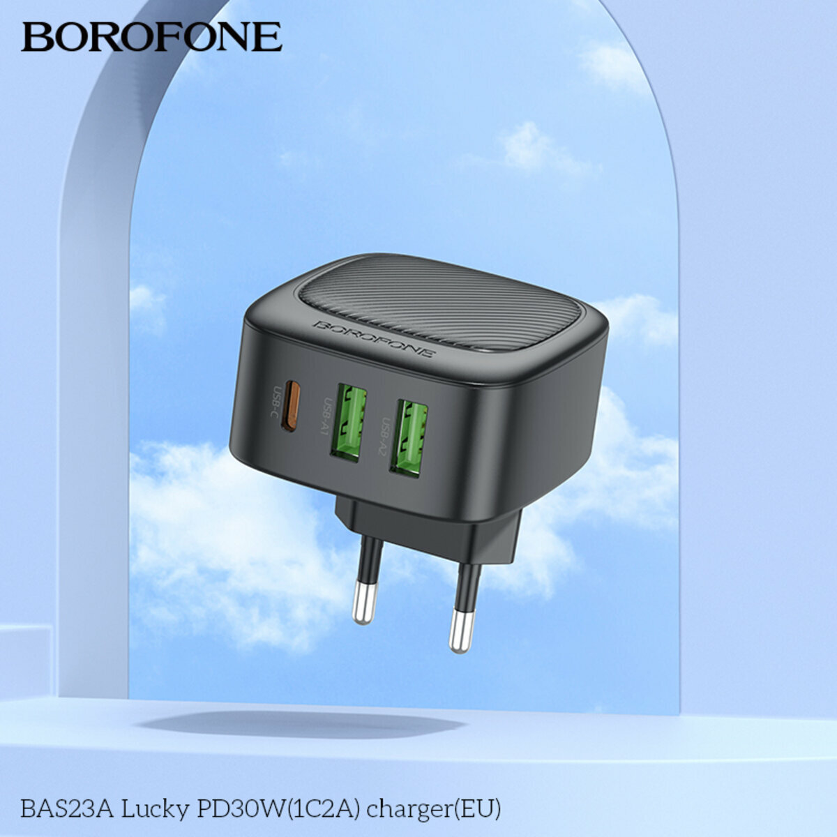 Мережевий зарядний пристрій Borofone BAS23A Lucky PD30W (1C2A) чорний (BF-BAS23A-Black) дивитися фото №3