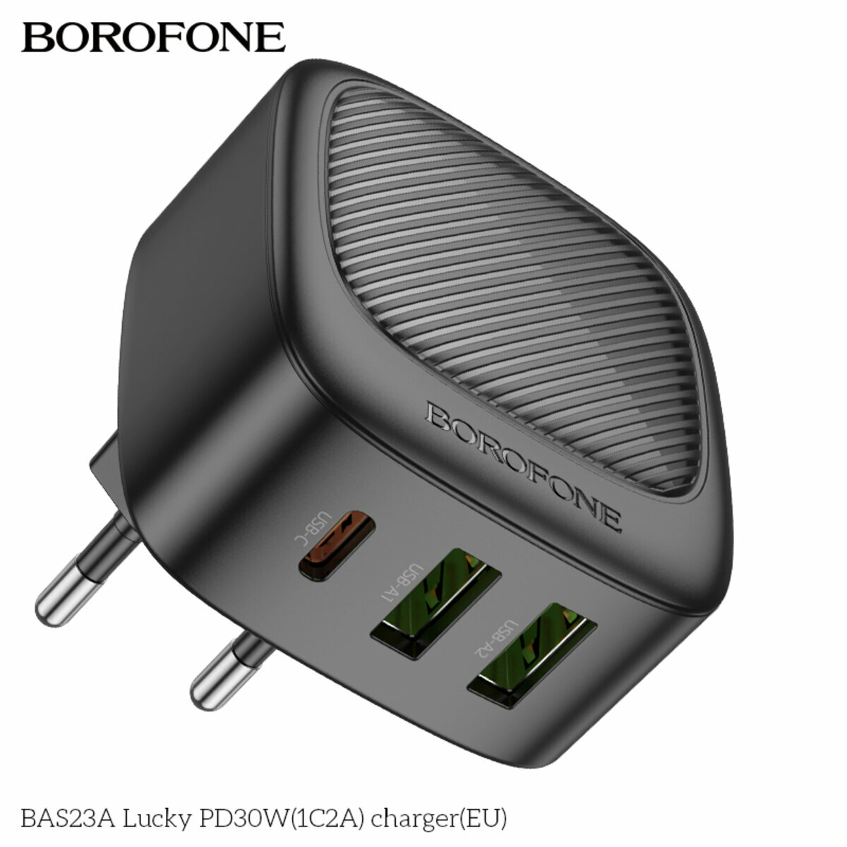 Мережевий зарядний пристрій Borofone BAS23A Lucky PD30W (1C2A) чорний (BF-BAS23A-Black) дивитися фото №6