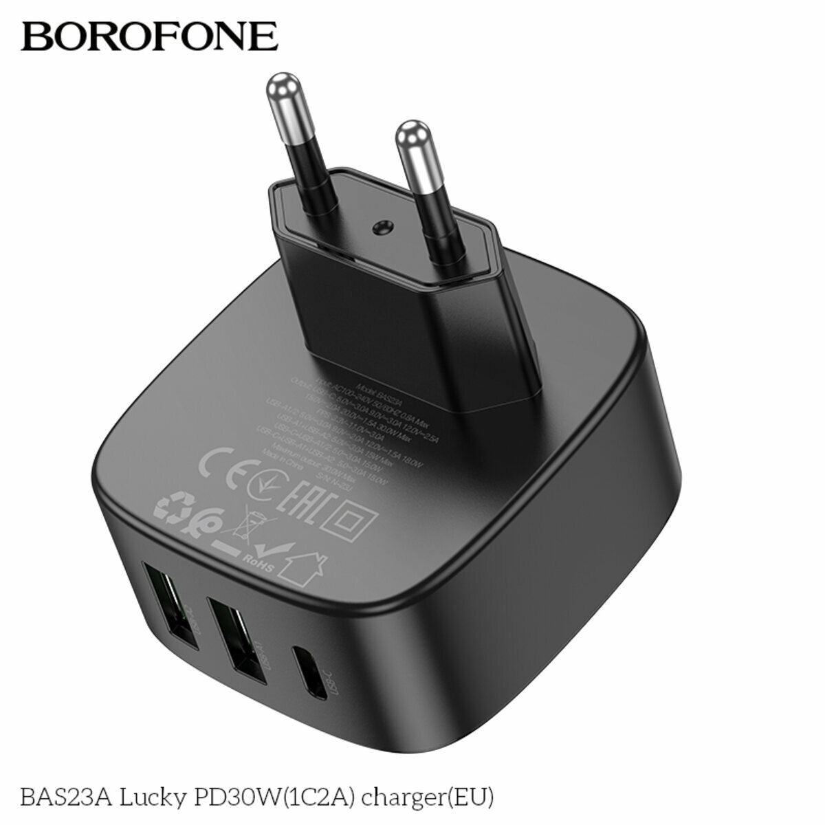 Мережевий зарядний пристрій Borofone BAS23A Lucky PD30W (1C2A) чорний (BF-BAS23A-Black) дивитися фото №5