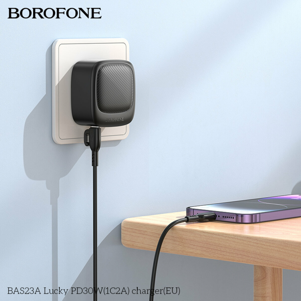Мережевий зарядний пристрій Borofone BAS23A Lucky PD30W (1C2A) чорний (BF-BAS23A-Black) дивитися фото №4