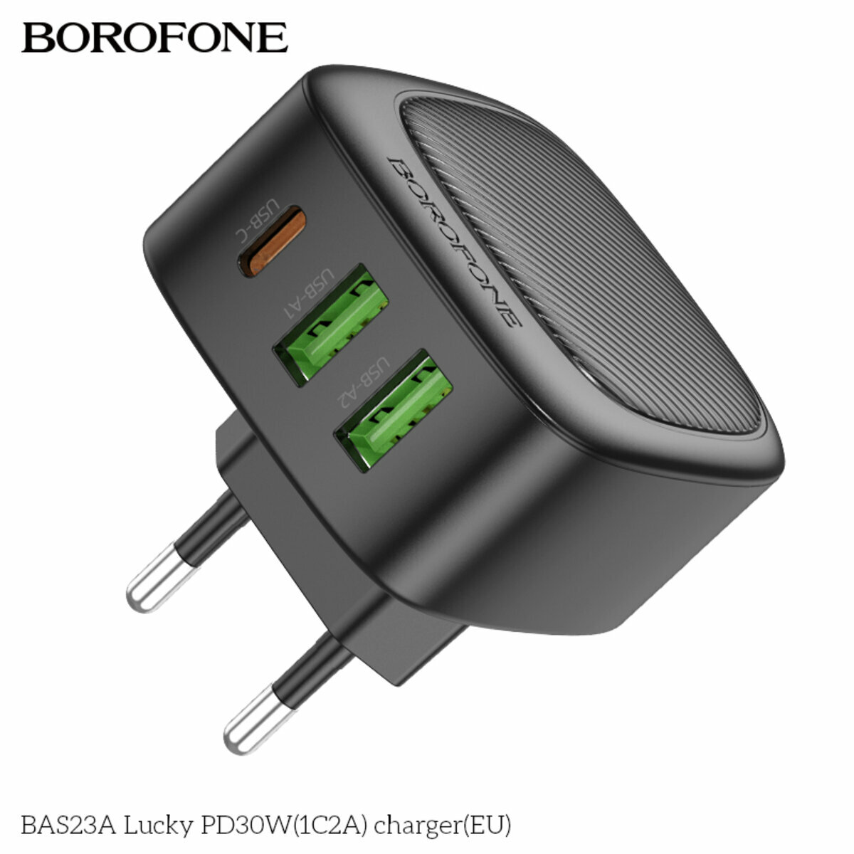 Мережевий зарядний пристрій Borofone BAS23A Lucky PD30W (1C2A) чорний (BF-BAS23A-Black) дивитися фото №8