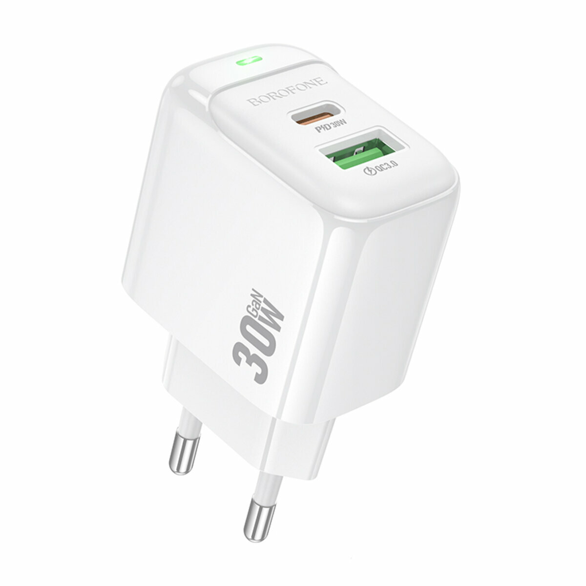 Мережевий зарядний пристрій Borofone BAS45A Potential PD30W+QC3.0 білий (BF-BAS45A-White) дивитися фото №1