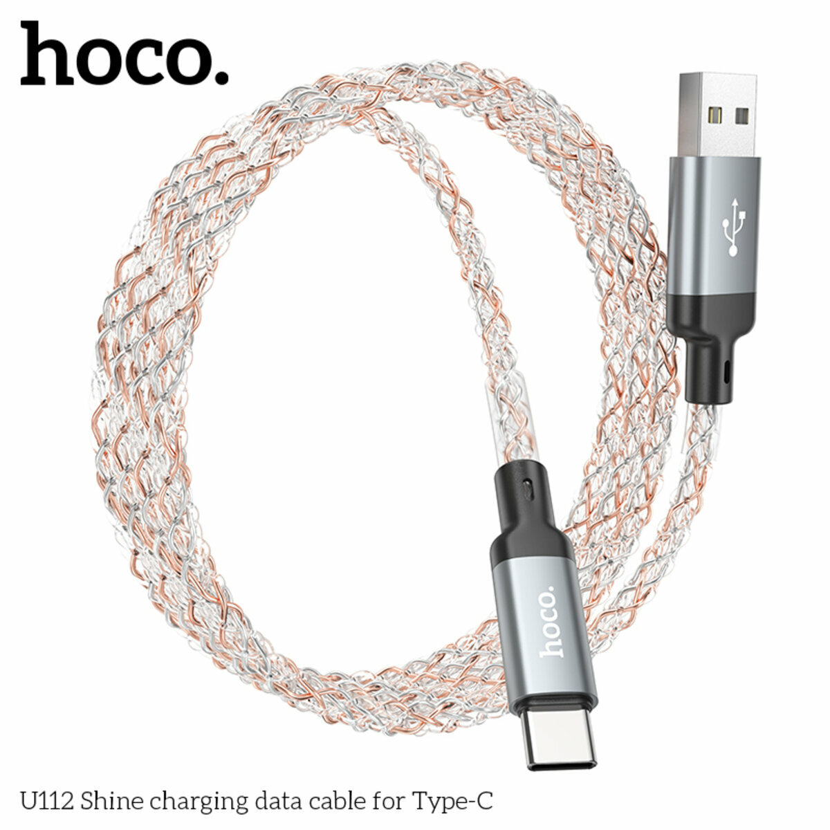 Кабель Hoco U112 Shine USB to Type-C 1м серый (HC-U112-UC-Gray) смотреть фото №4