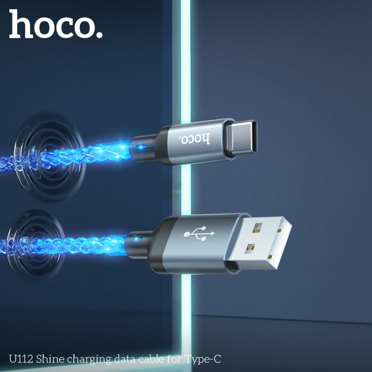 Кабель Hoco U112 Shine USB to Type-C 1м серый (HC-U112-UC-Gray) смотреть фото №3